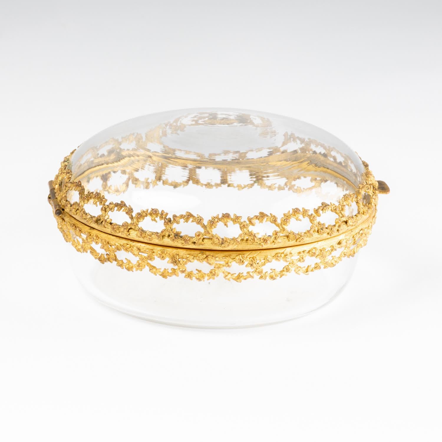 Napoleon III Crystal Candy Box with Gilt Brass Mounting, 19th Century.