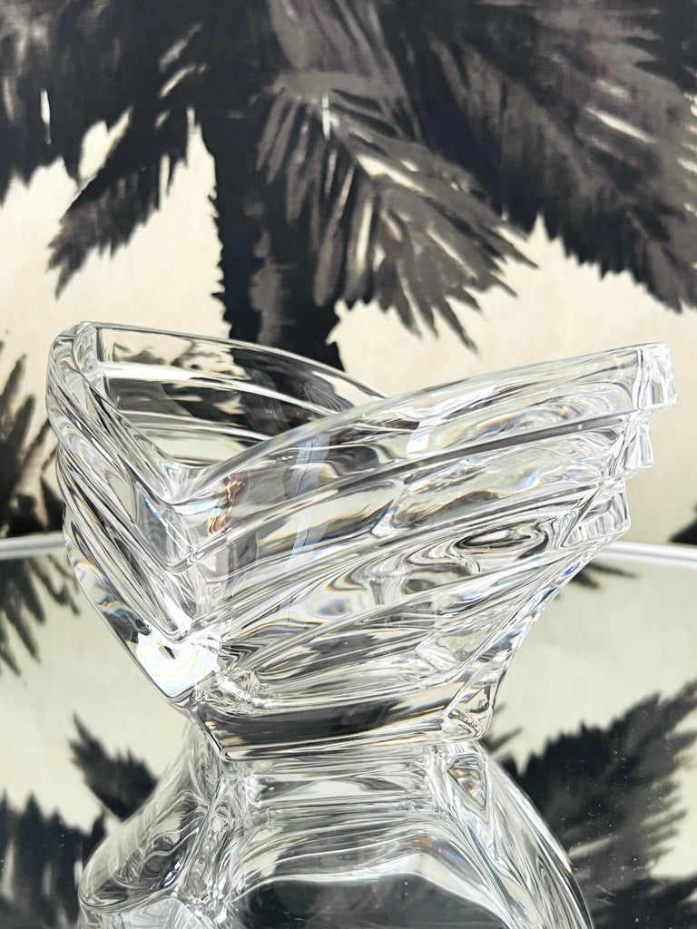 Crystal Candy Dish or Vide Poche with Geometric Glass, France, circa 1970s For Sale 1