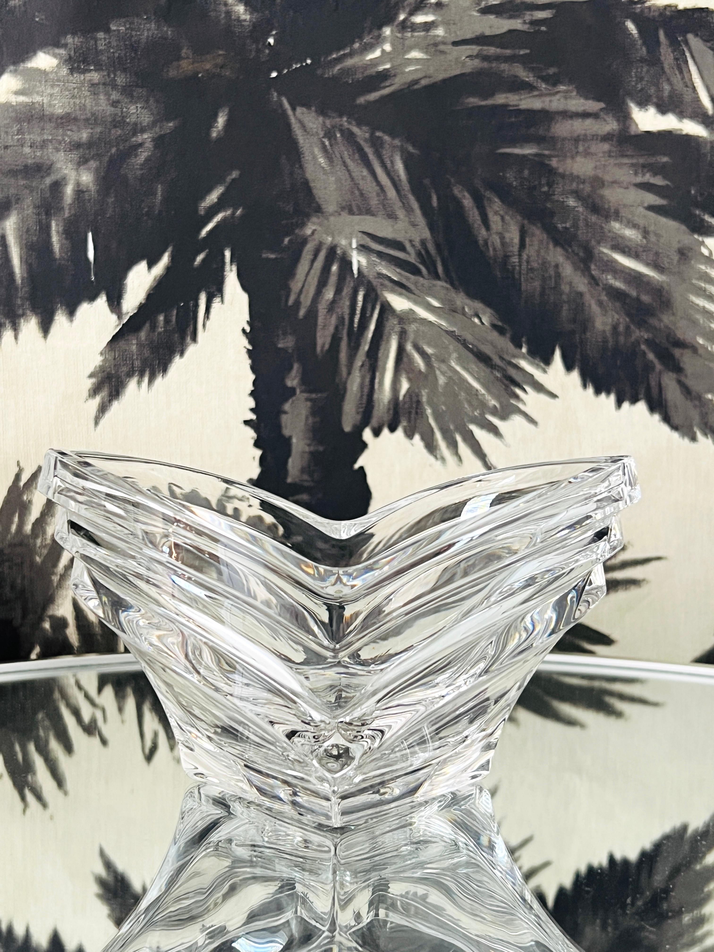 Vide-Poche-Schale aus Kristallkristall mit geometrischem geriffeltem Glas, Frankreich, 1970er Jahre im Angebot 2