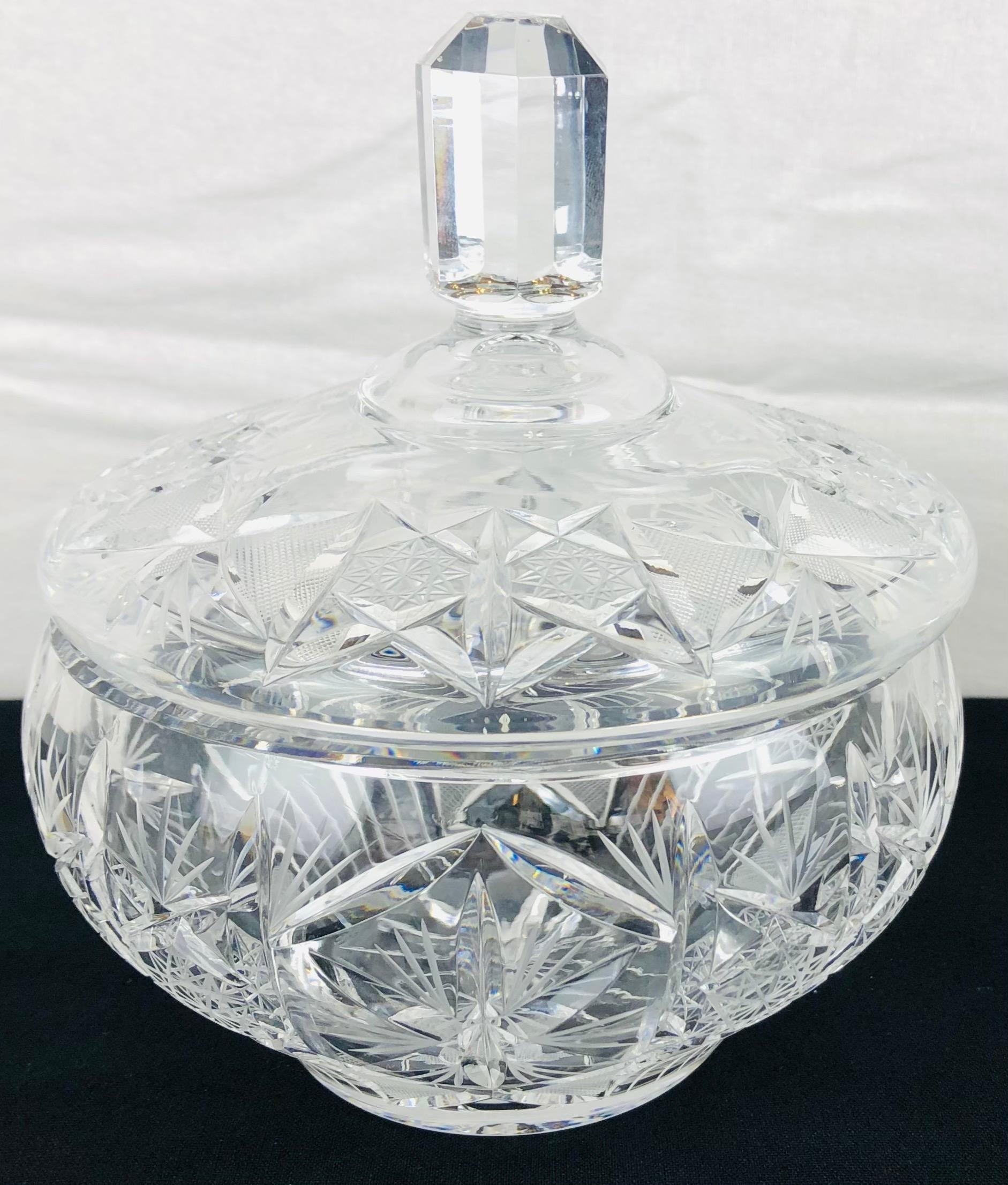French Crystal Candy Dish, Trinket or Jewelry Box Attributed to Baccarat