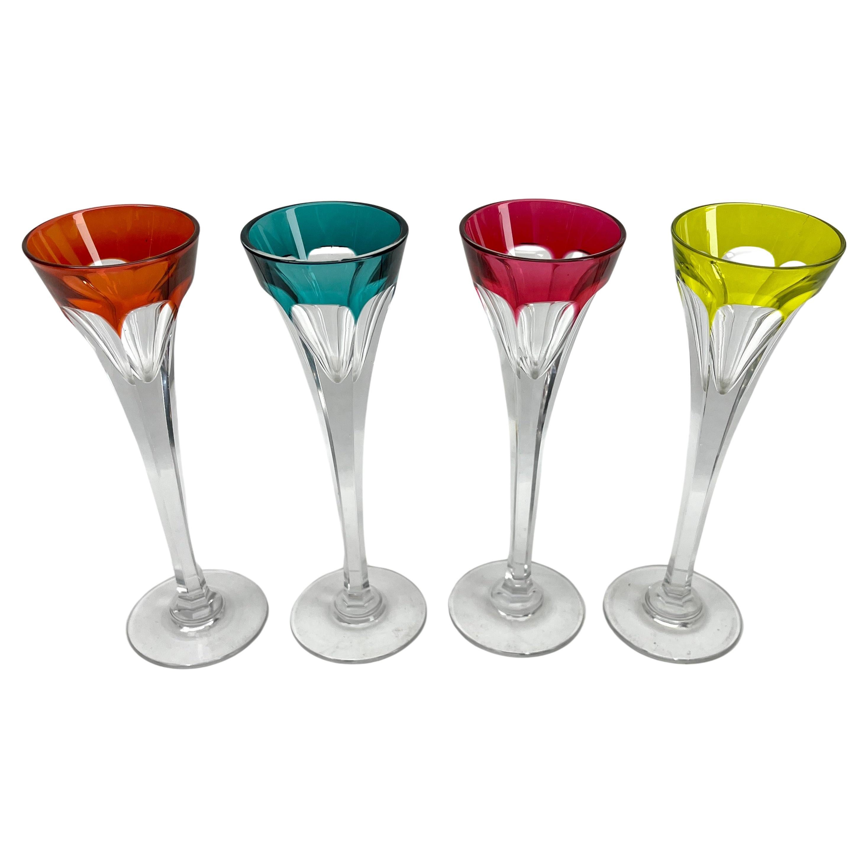 Français Carafe en cristal A Silver et bouchon  Ensemble de 8 petits verres à liqueur de vin en vente