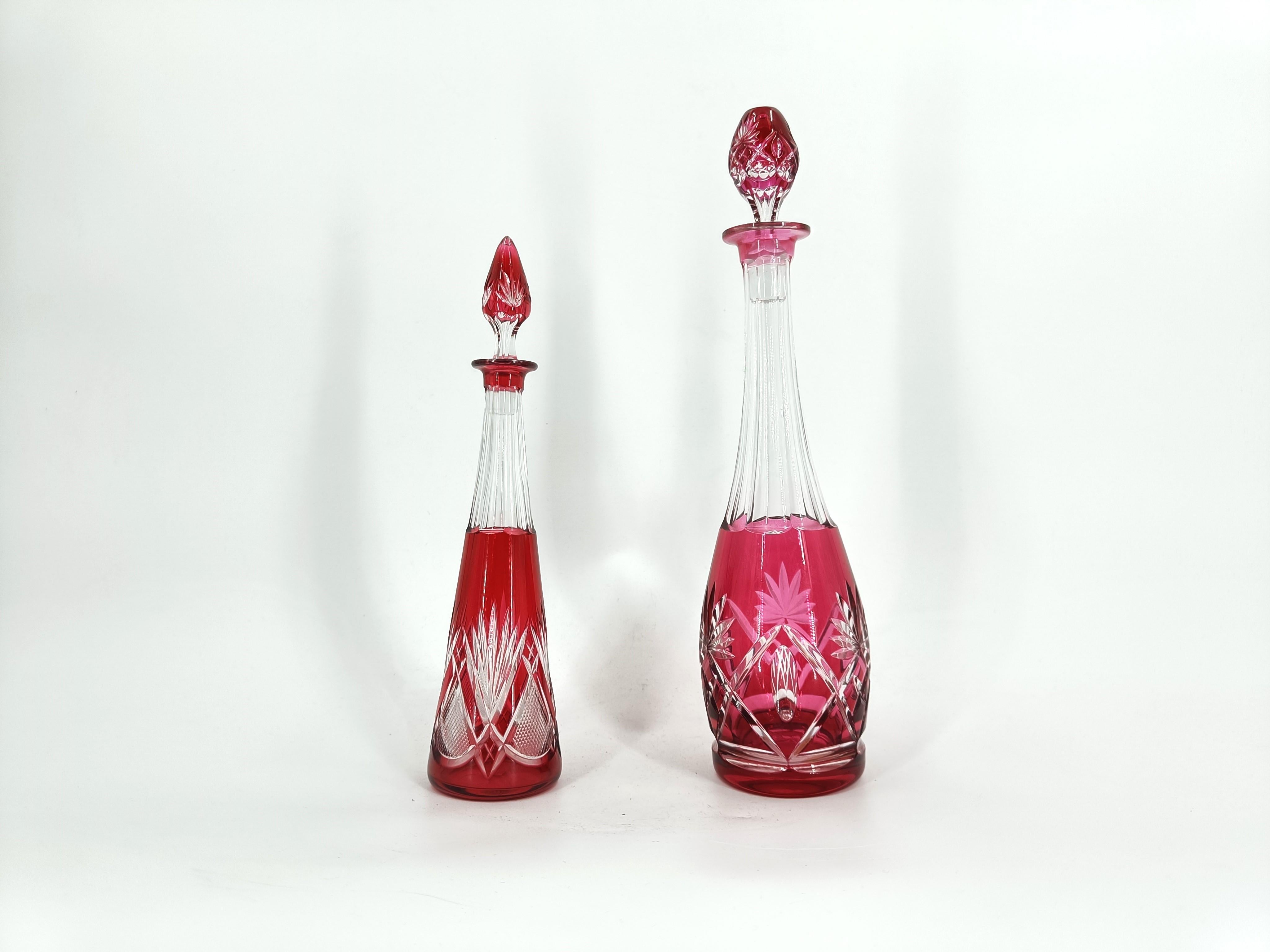 Art Deco Crystal caraffe or decanters by Val Saint Lambert, 1960s For Sale