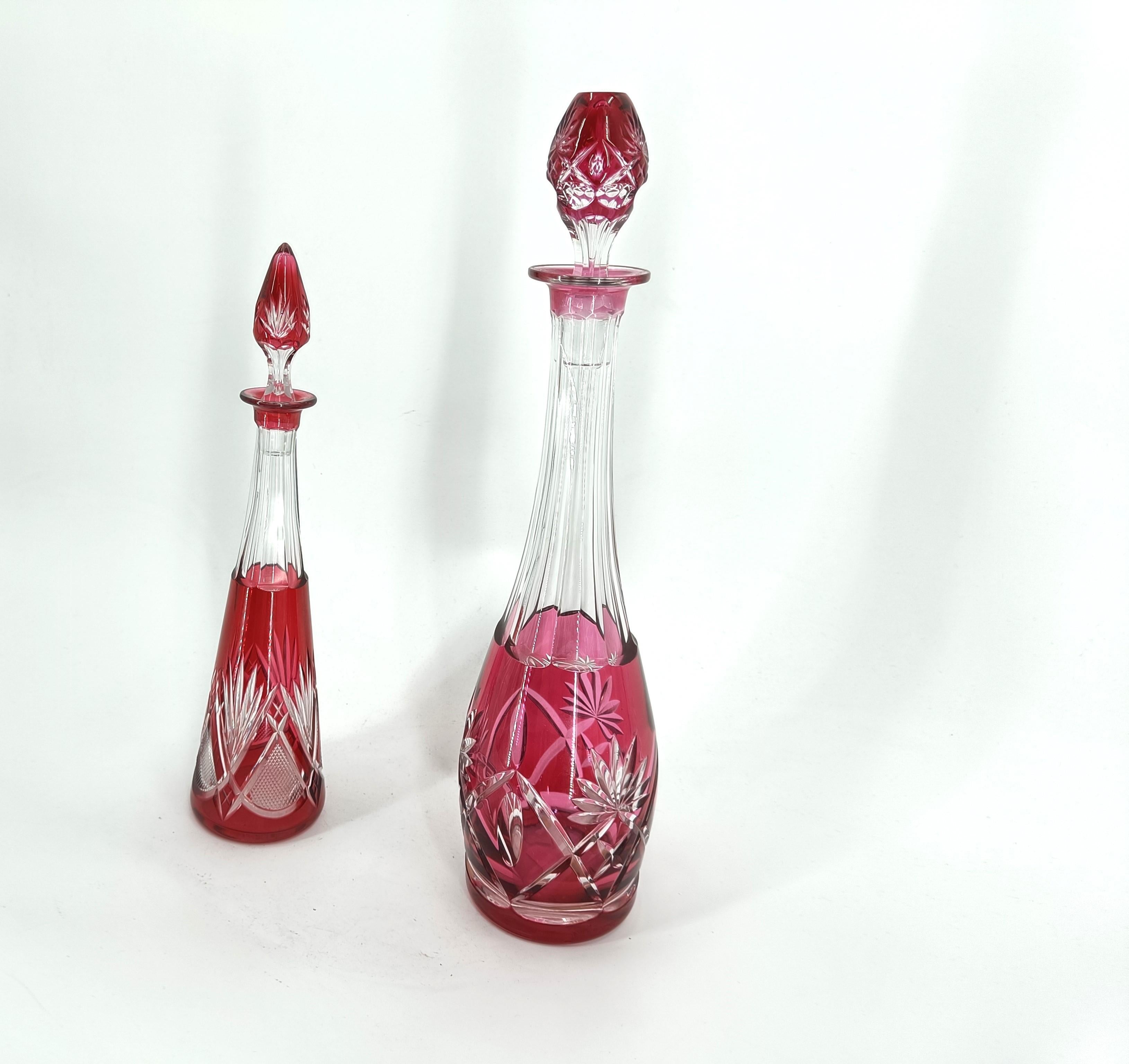 Crystal caraffe or decanters by Val Saint Lambert, 1960s In Good Condition For Sale In Leuven, Vlaams Gewest