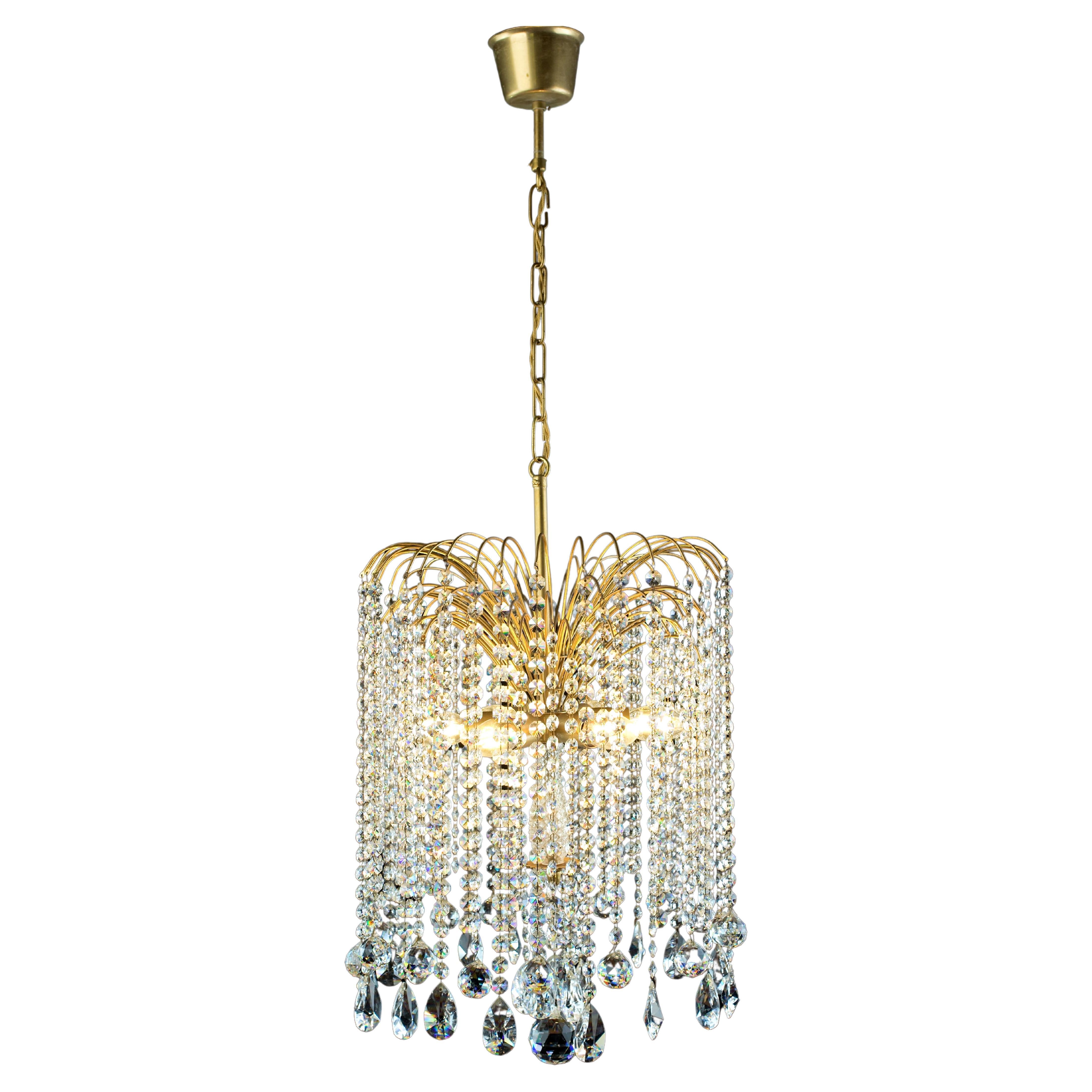Crystal cascade chandelier with long hangings For Sale