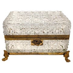 Antique Crystal Casket with Key Att. to Baccarat