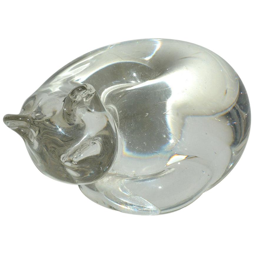 Crystal Cat Sculpture Paper Weight For Sale
