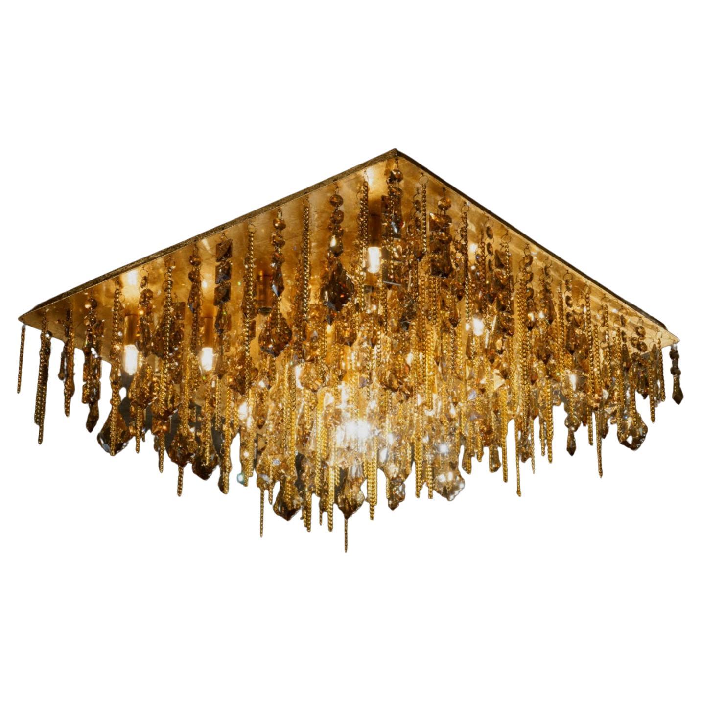 Crystal Ceiling Lamp by Aver For Sale