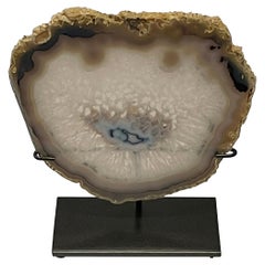 Crystal Center Thin Slice Agate Sculpture, Brazil, Prehistoric