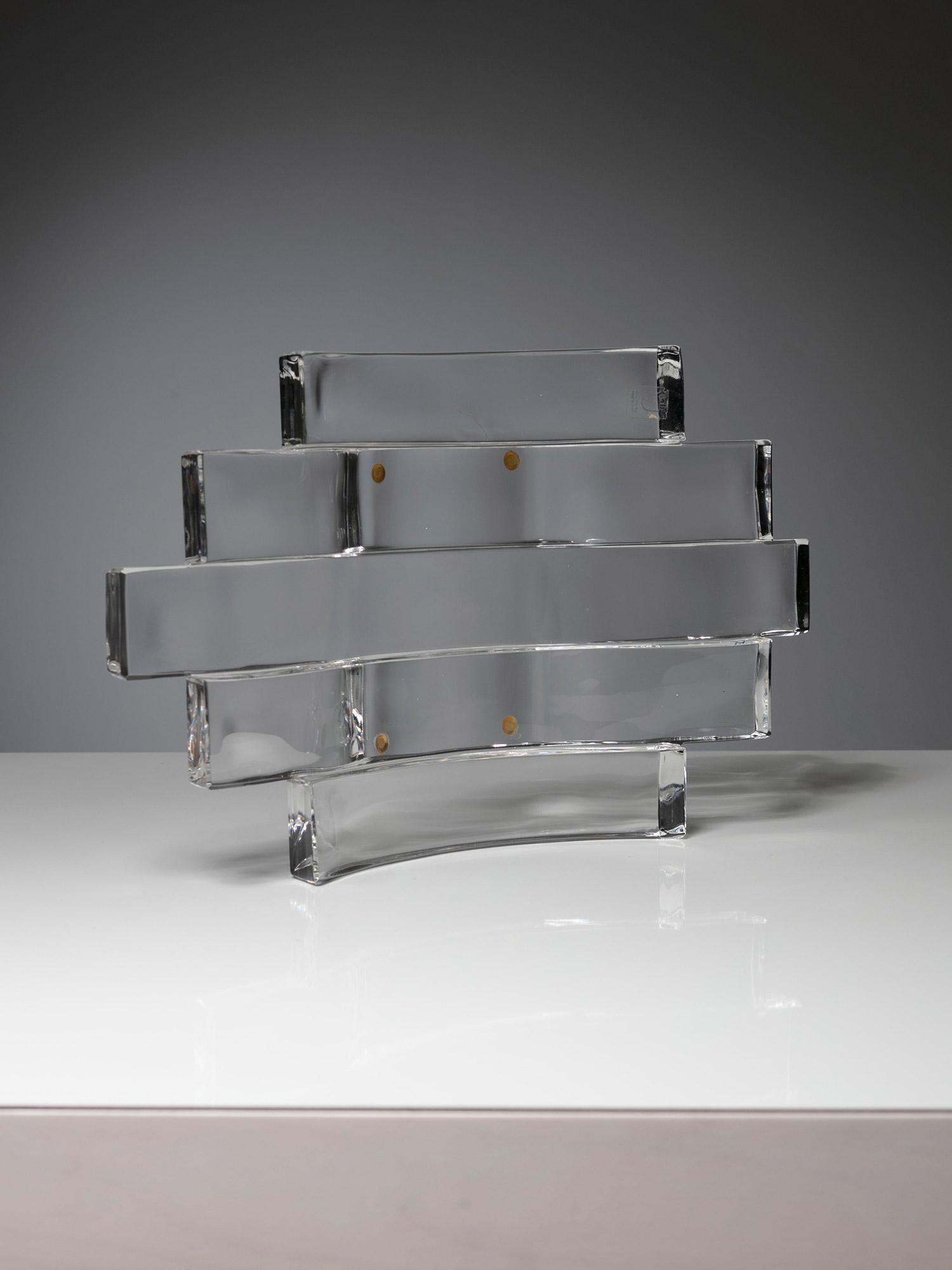 Late 20th Century Crystal Centerpiece by Angelo Mangiarotti for Cristalleria Colle, Italy, 1980s For Sale
