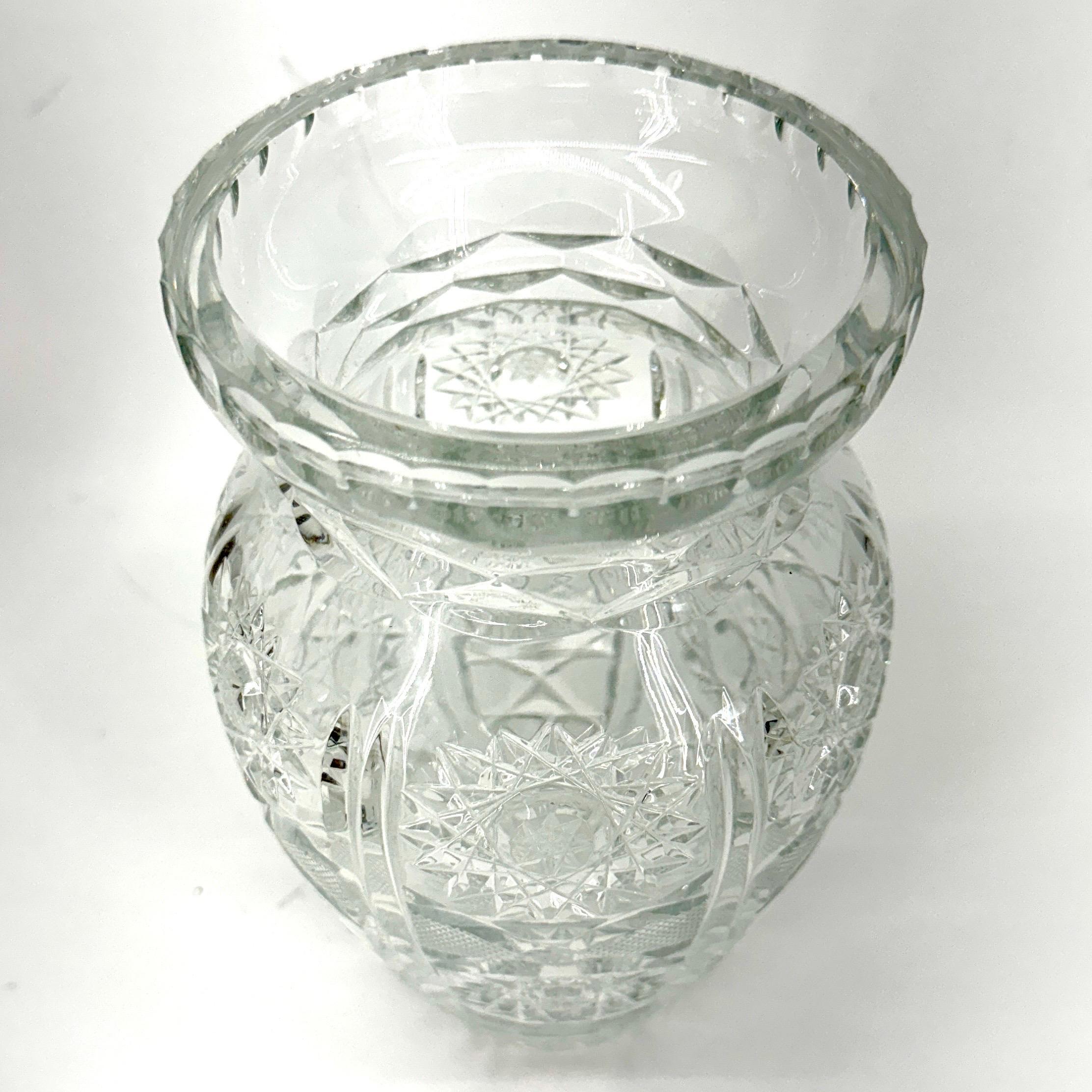 Crystal Centerpiece Vase, Circa 1950's American For Sale 7