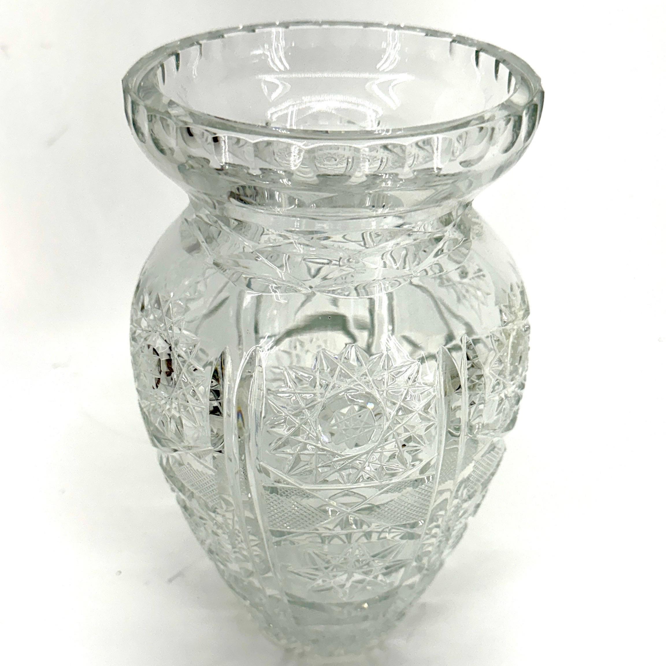 Crystal Centerpiece Vase, Circa 1950's American For Sale 8
