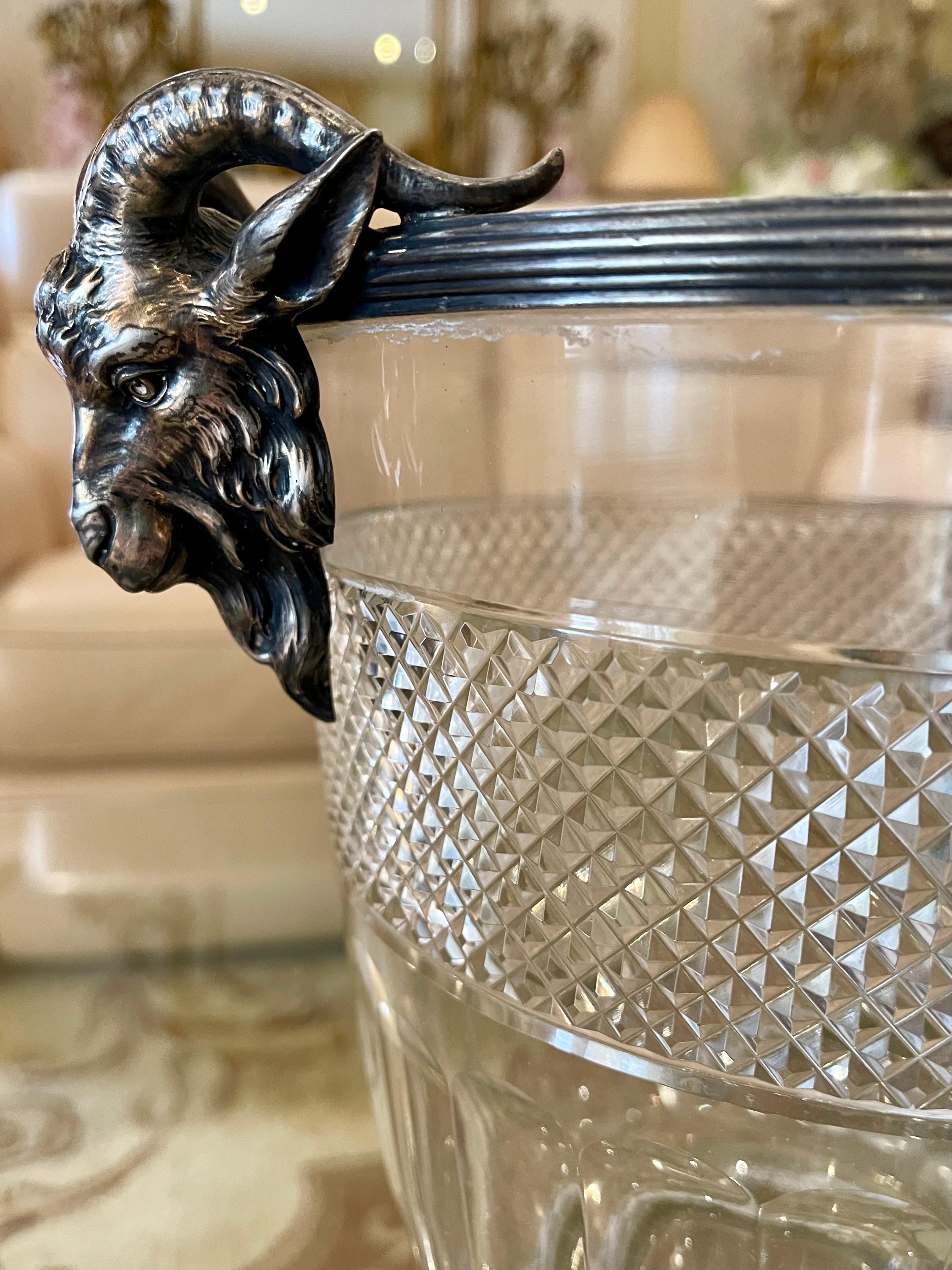 French Crystal Champagne Bucket For Sale