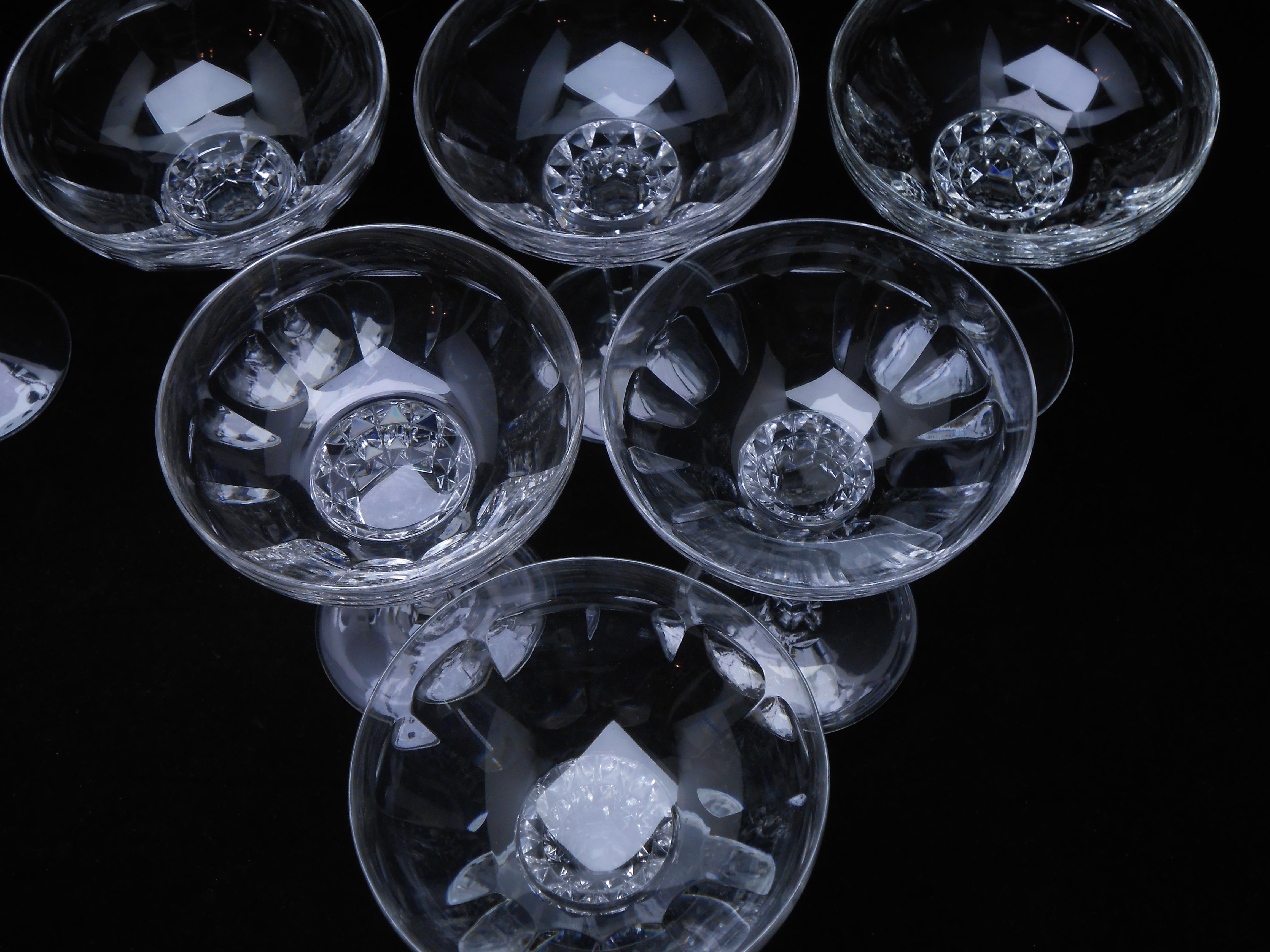 Hand-Crafted Crystal Champagne Coupes, Starlight by Jan Eisenloeffel 'Kristalunie, NL, 1928