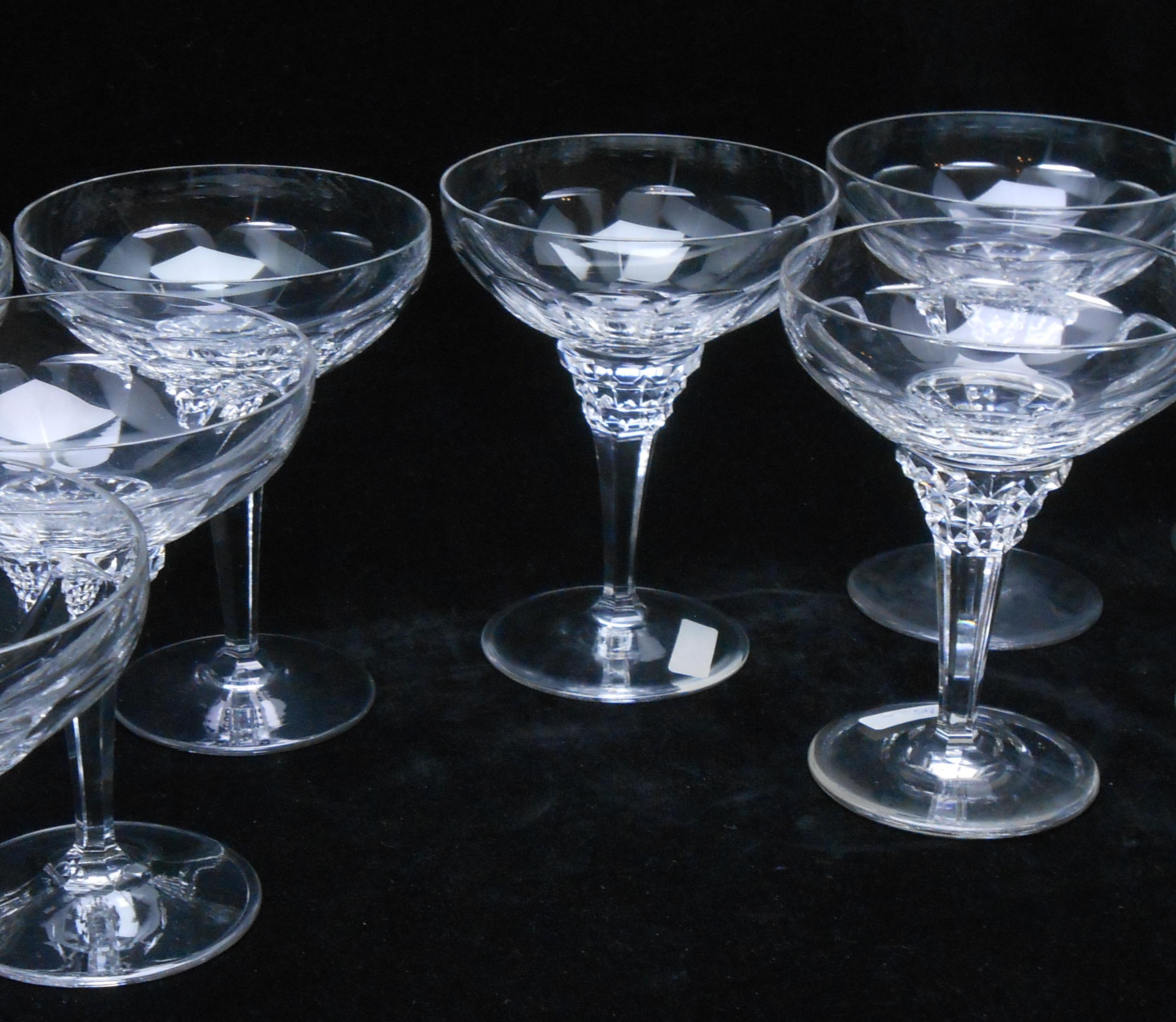 Crystal Champagne Coupes, Starlight by Jan Eisenloeffel 'Kristalunie, NL, 1928 In Excellent Condition In Verviers, BE