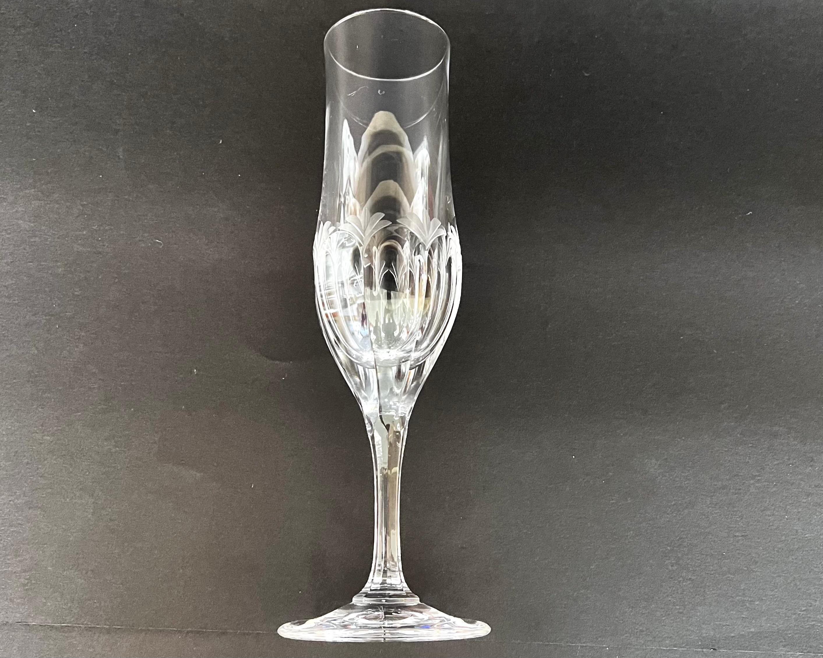 Crystal Champagne Flute Glasses Set 6, Germany, 1980s Vintage Flute Glasses 1