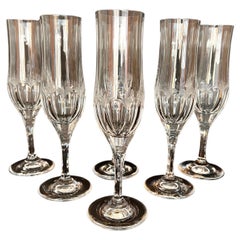 Crystal Champagne Flute Glasses Set 6, Germany, 1980s Vintage Flute Glasses