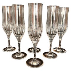 Crystal Champagne Flute Glasses Set 6, Germany, 1980s Retro Flute Glasses