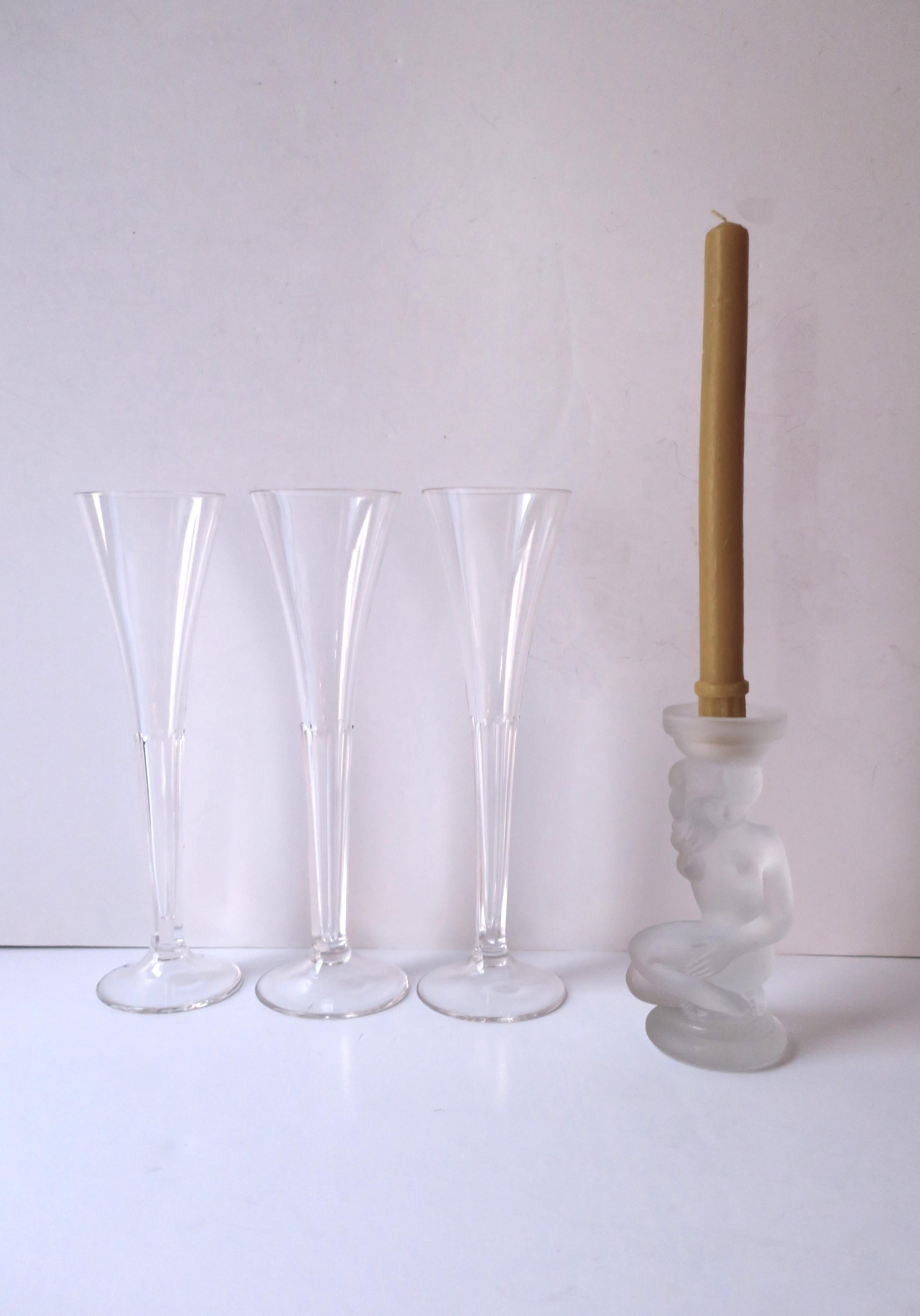 Crystal Champagne Flutes Glasses, in the style of Val St Lambert, Set of 3 For Sale 2