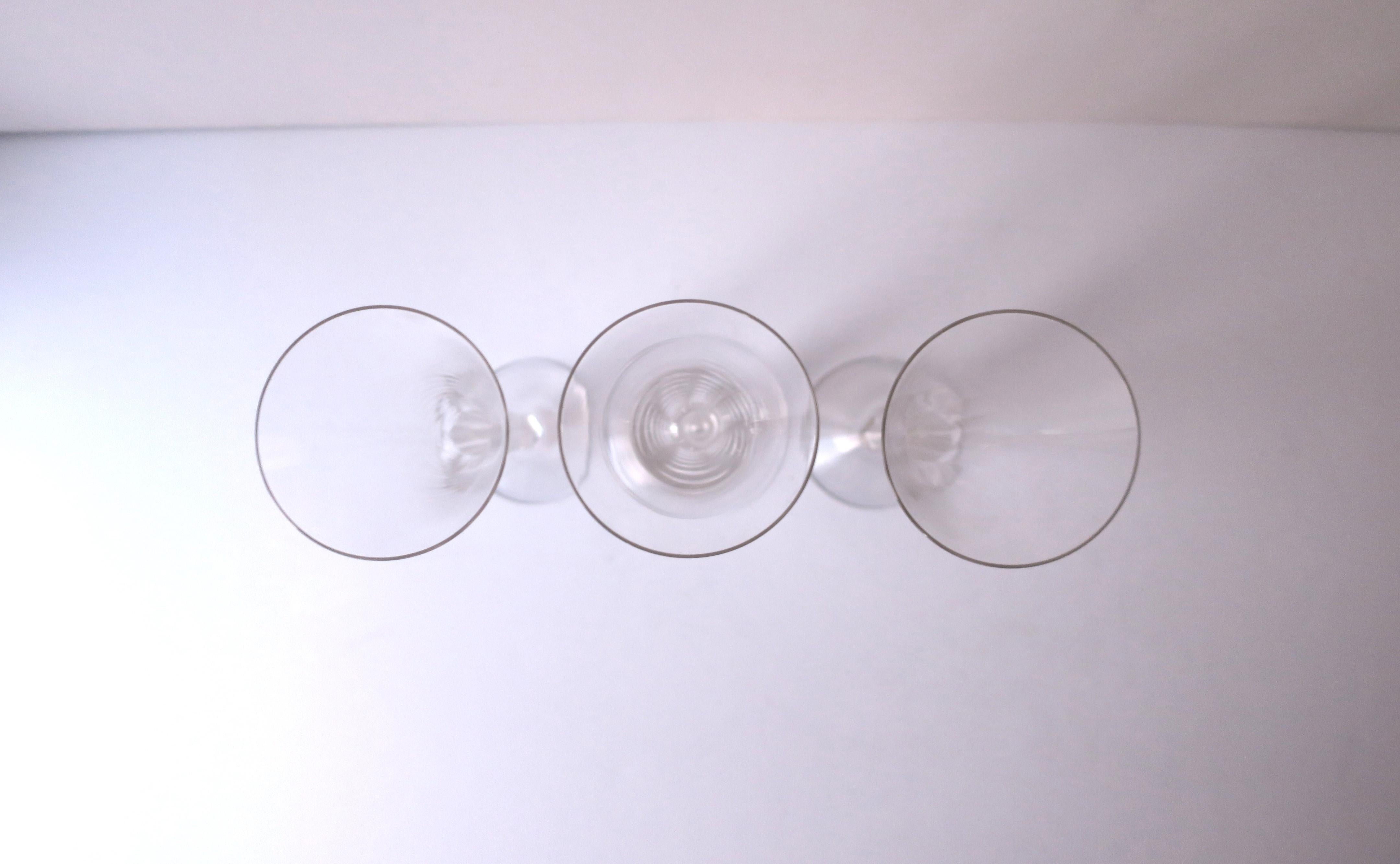 Crystal Champagne Flutes Glasses, in the style of Val St Lambert, Set of 3 For Sale 4