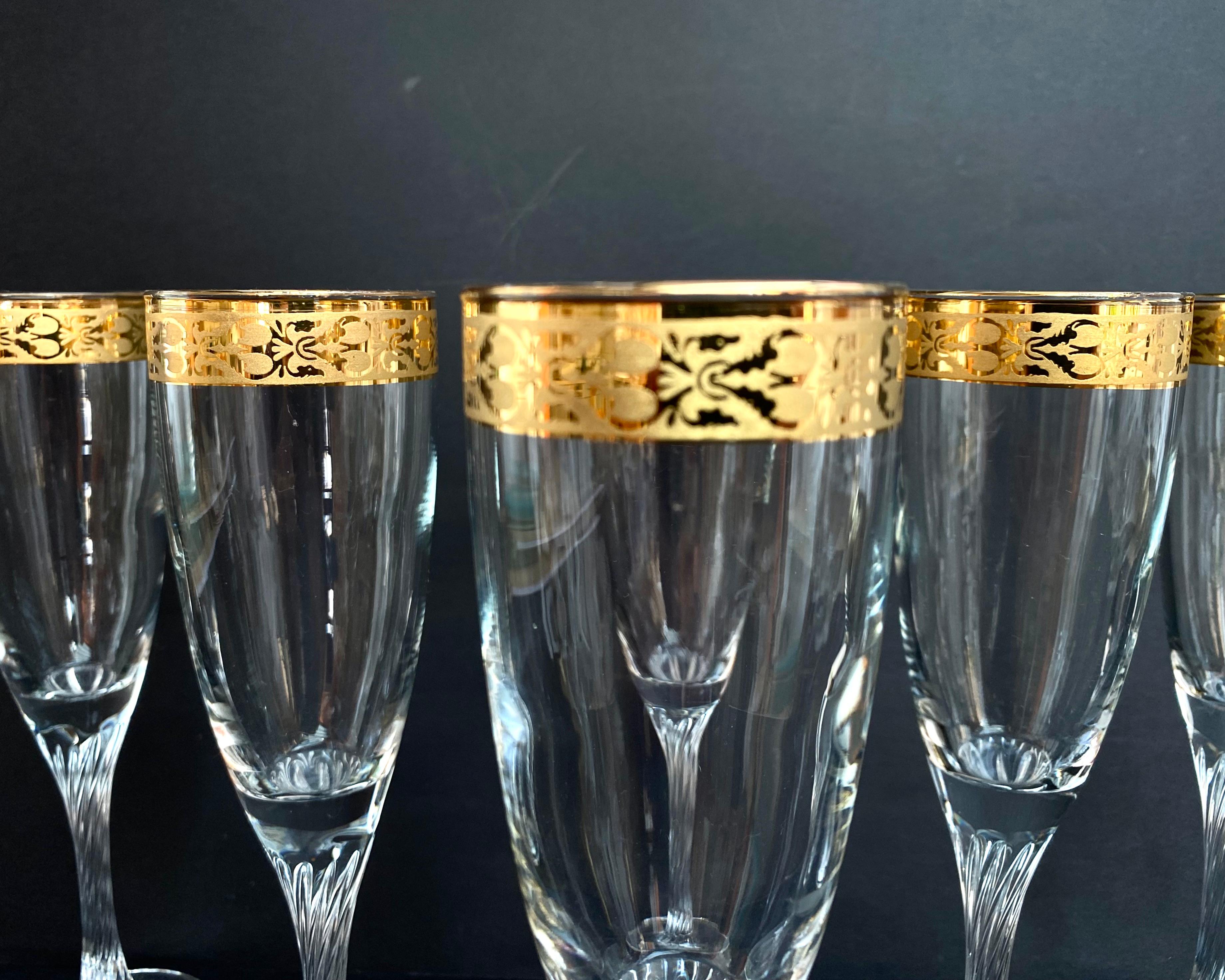 Late 20th Century Crystal Champagne Glasses Vintage, Set 6, Germany, 1970s For Sale