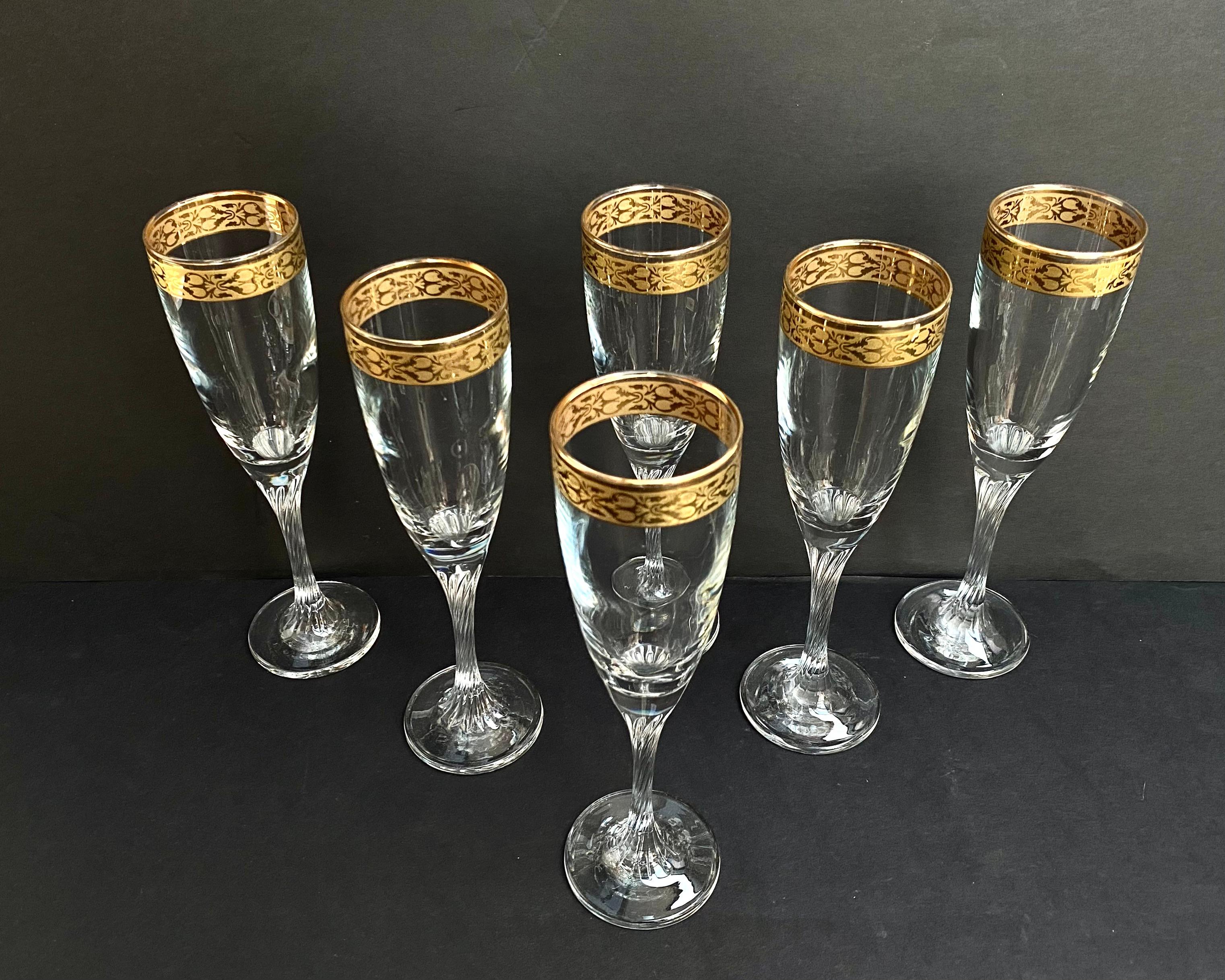 Crystal Champagne Glasses Vintage, Set 6, Germany, 1970s For Sale 1