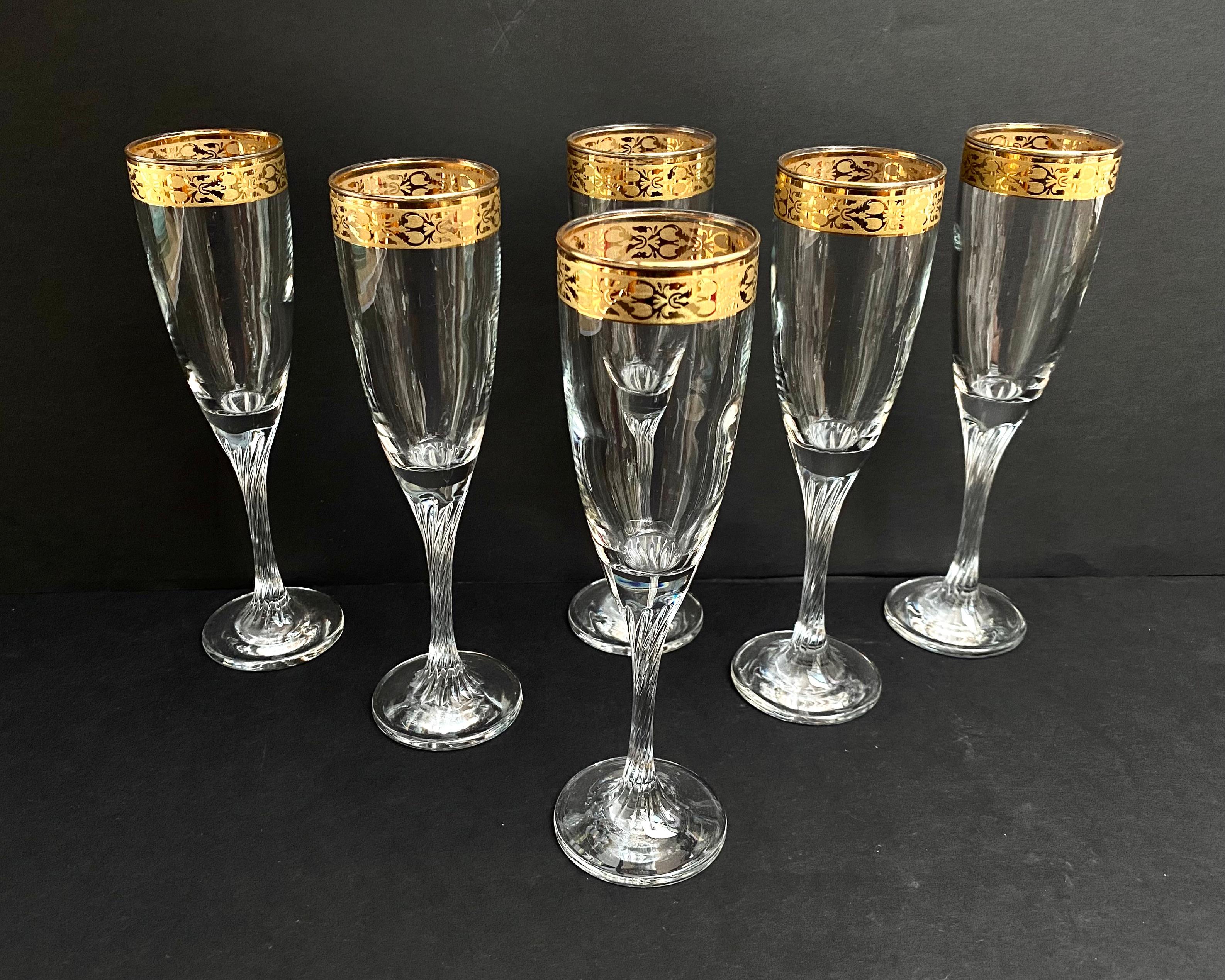Crystal Champagne Glasses Vintage, Set 6, Germany, 1970s 2
