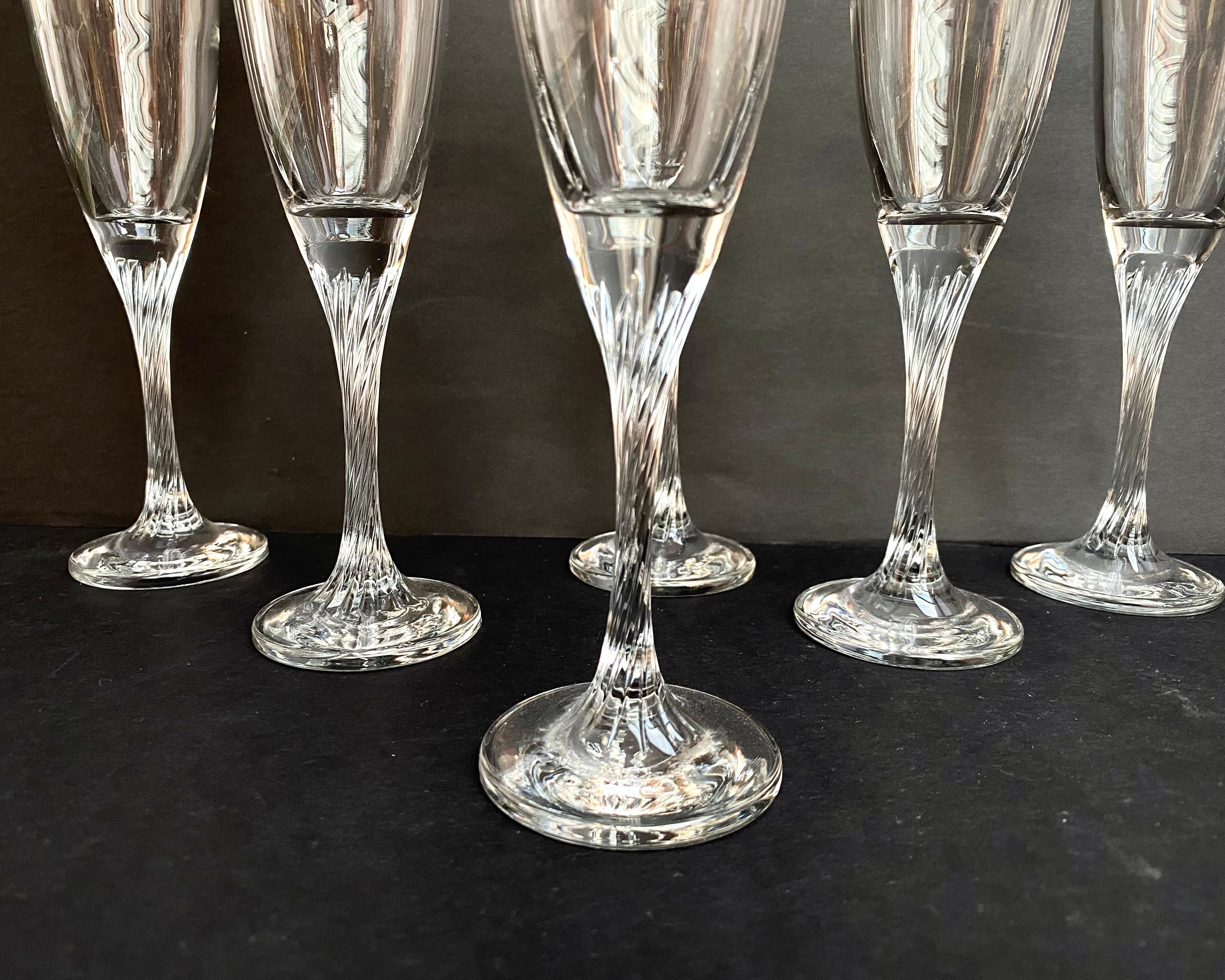 Crystal Champagne Glasses Vintage, Set 6, Germany, 1970s 3