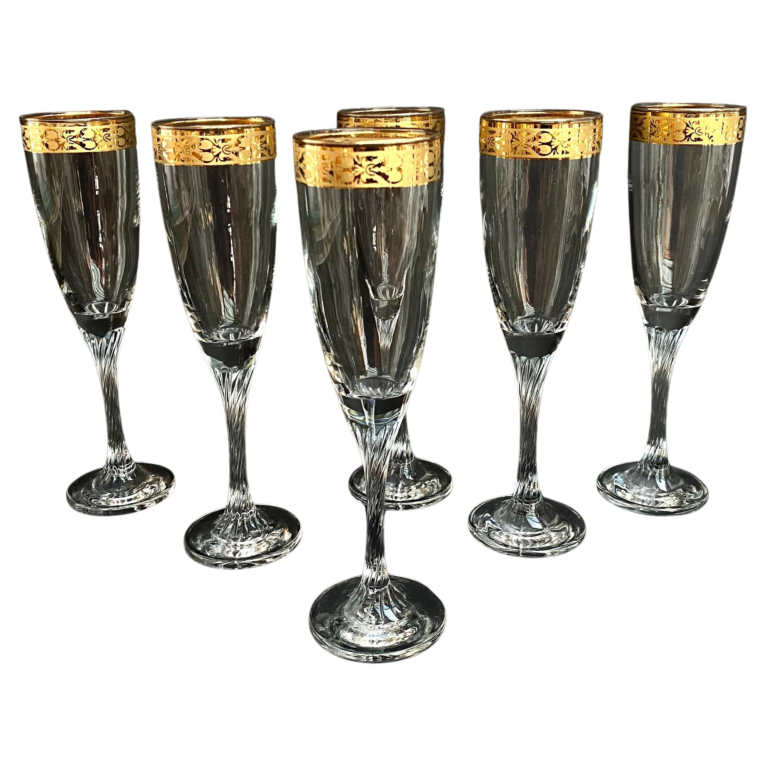 Crystal Champagne Glasses Vintage, Set 6, Germany, 1970s For Sale