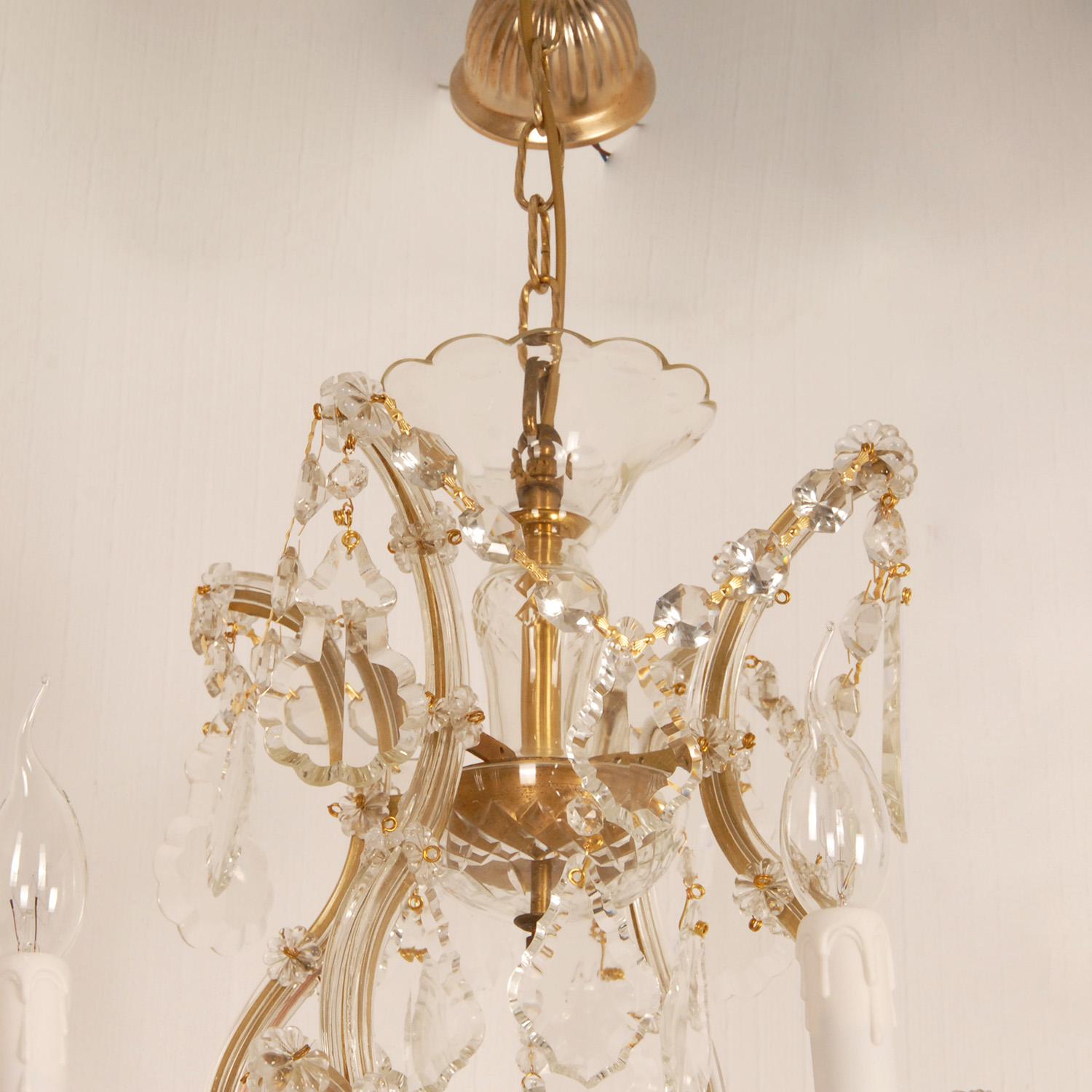 Crystal Chandelier 9 Light Gold Frame Blown Glass Cage Chandelier Viennese 3