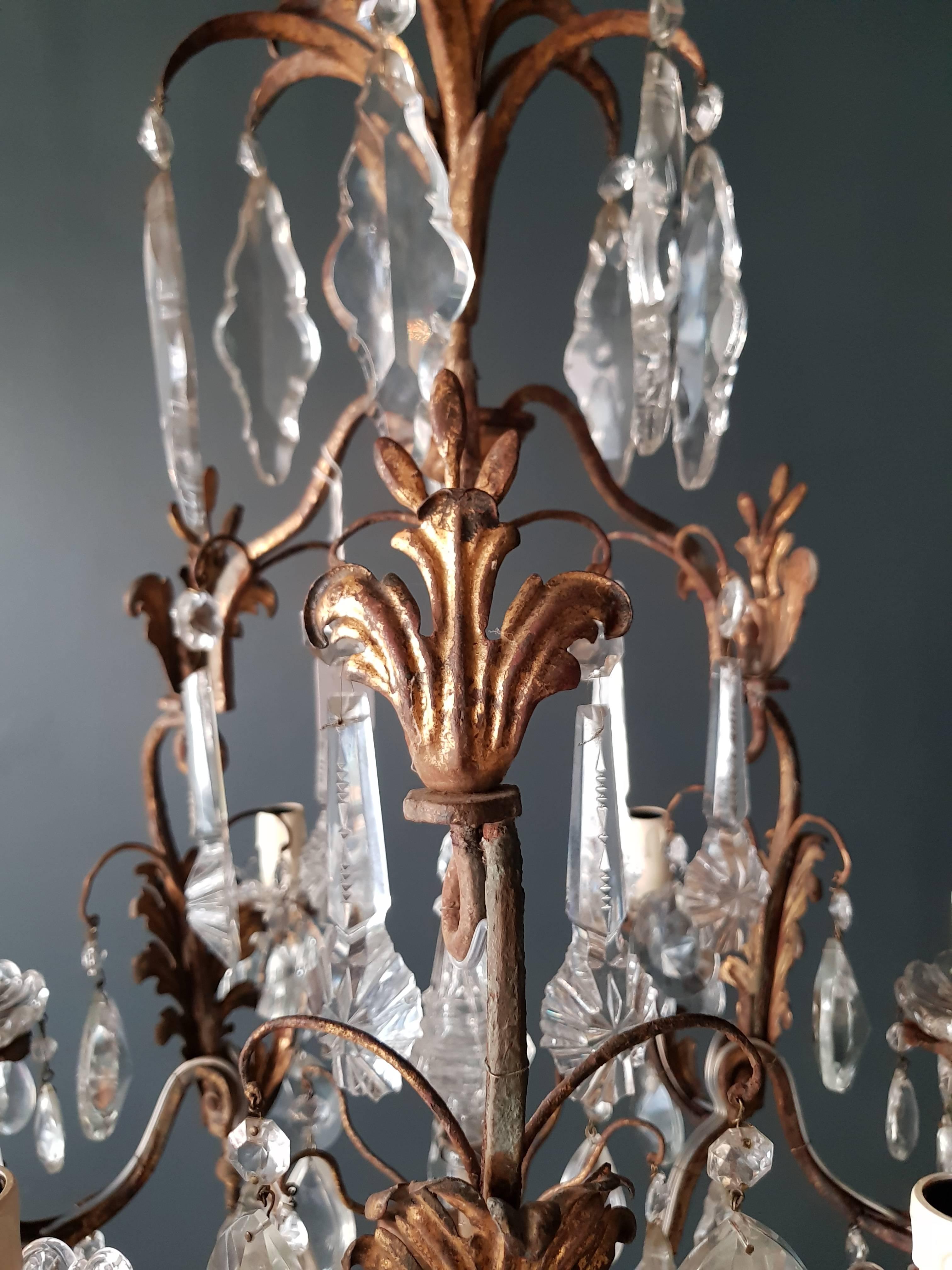 Baroque Crystal Chandelier Antique Ceiling Lamp Lustre Art Nouveau  Brass Bronze