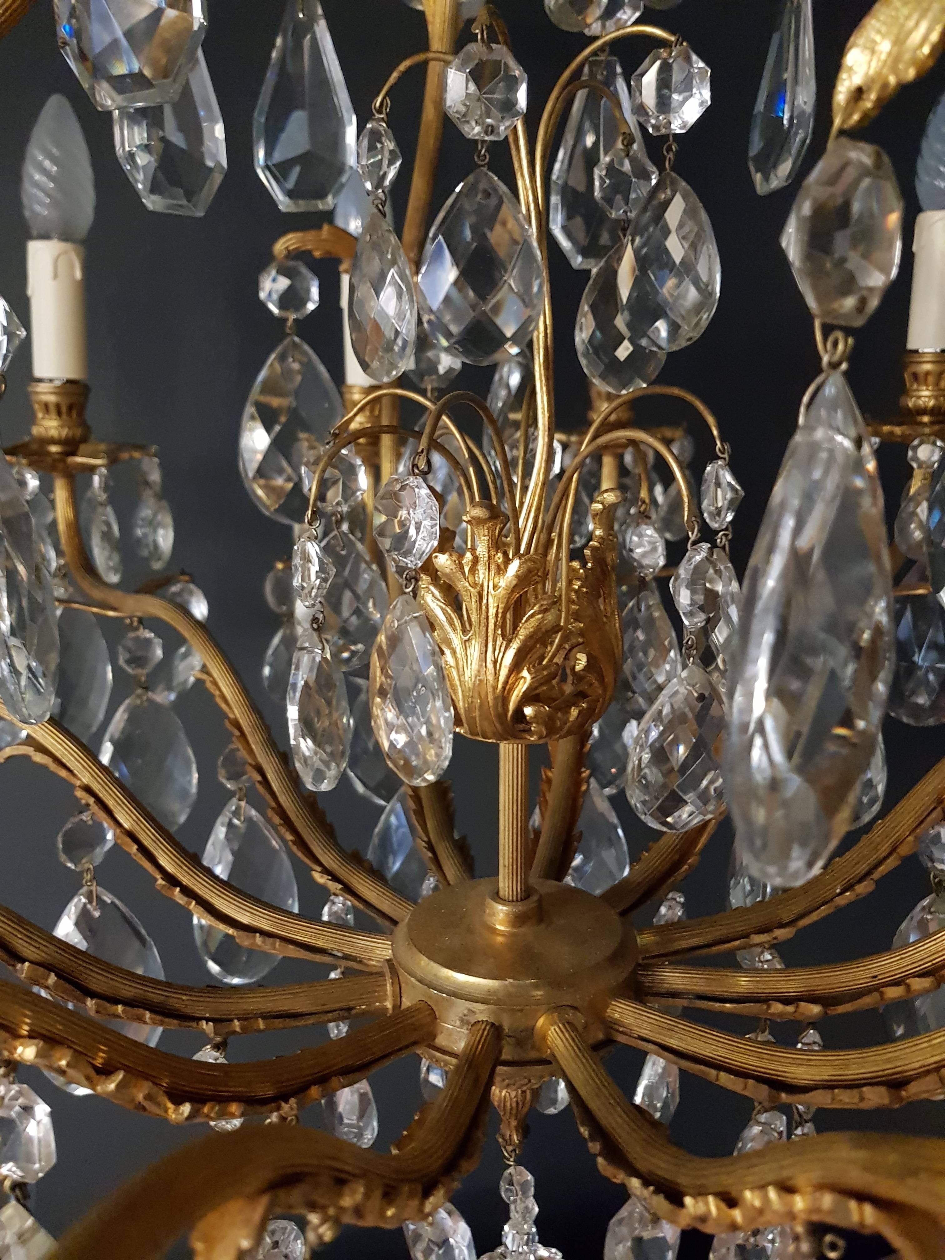 Crystal Chandelier Antique Ceiling Lamp Lustre In Excellent Condition In Berlin, DE