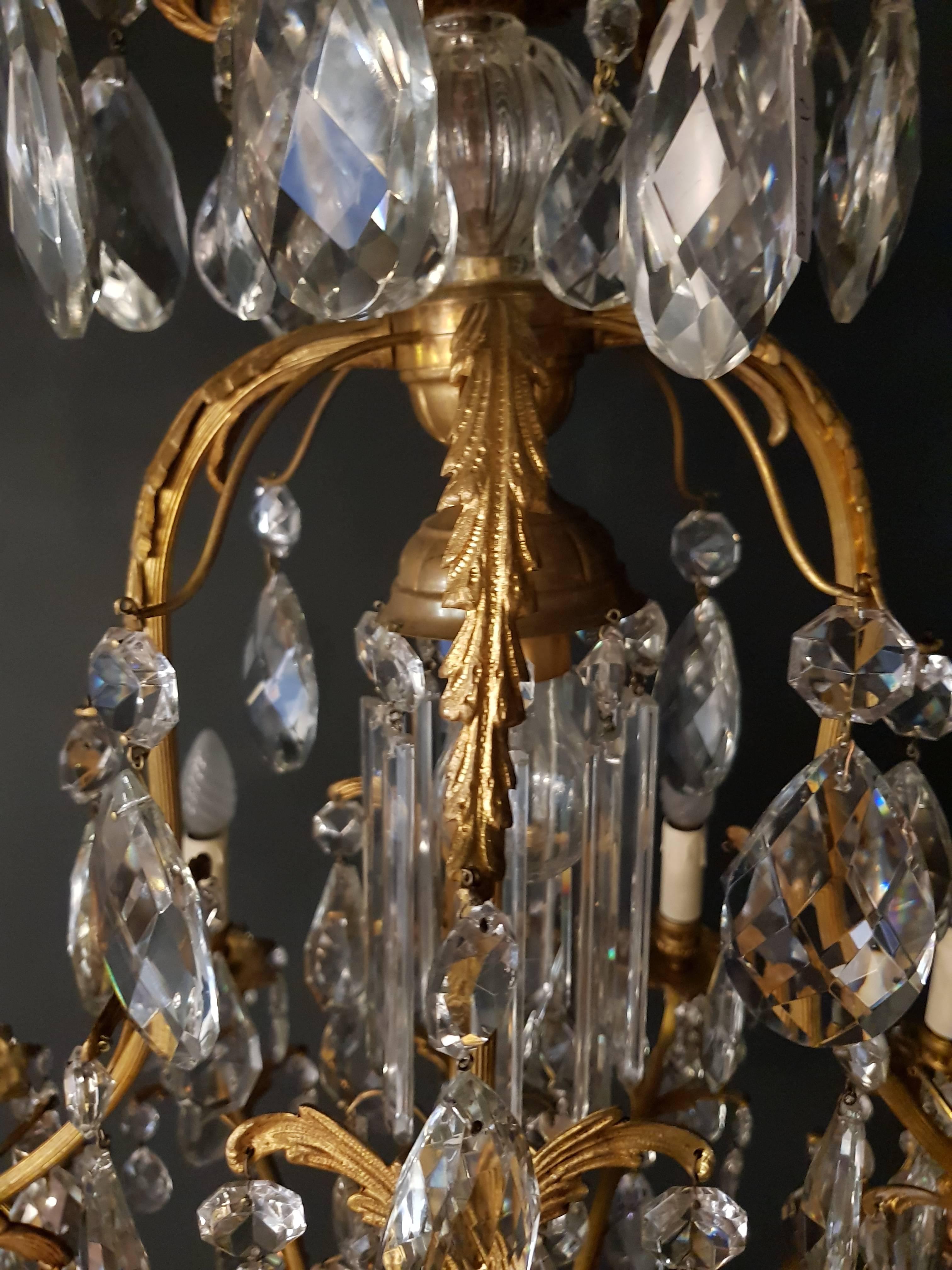 Early 20th Century Crystal Chandelier Antique Ceiling Lamp Lustre