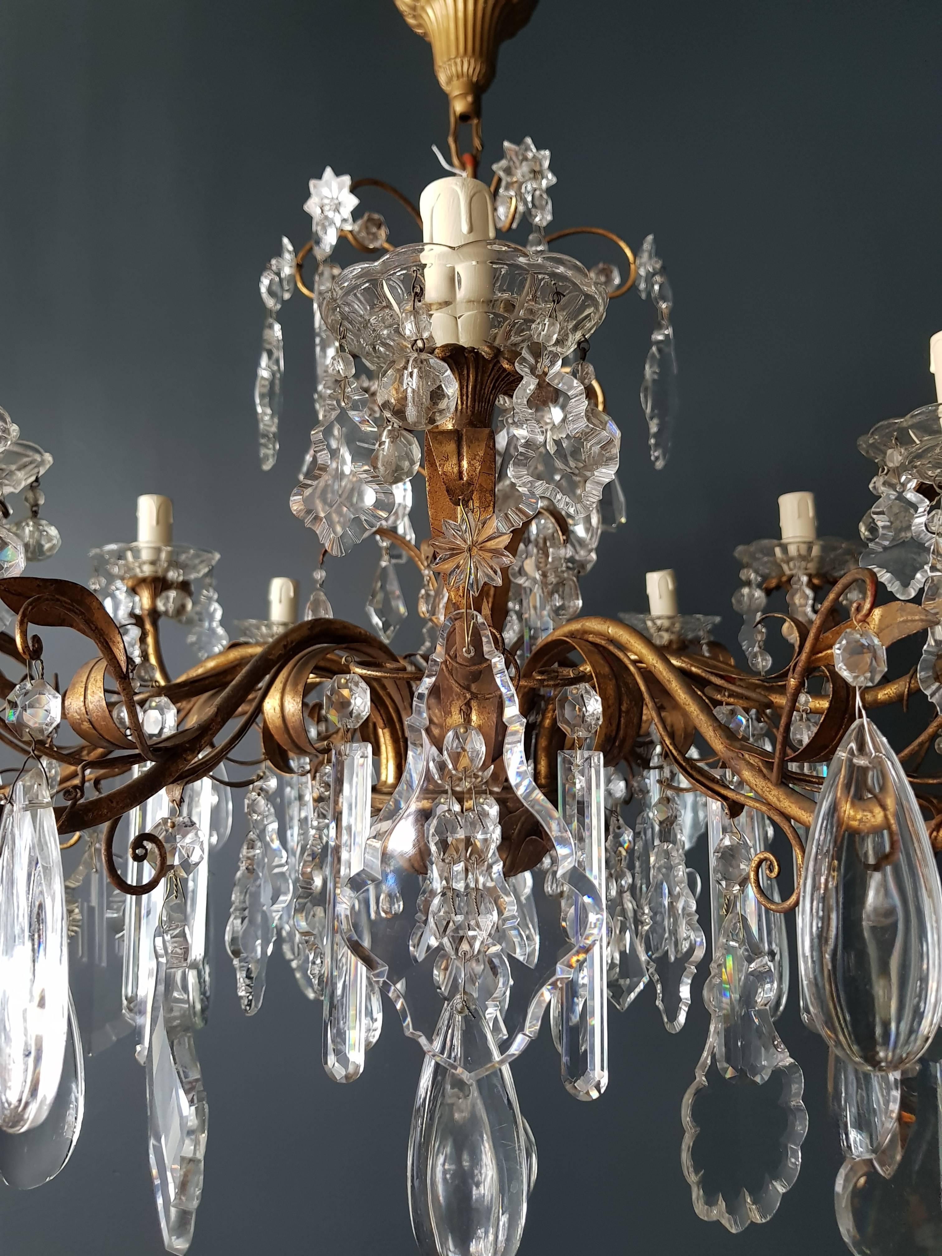 Italian Crystal Chandelier Antique Ceiling Lamp Murano Florentiner Lustre Art Nouveau
