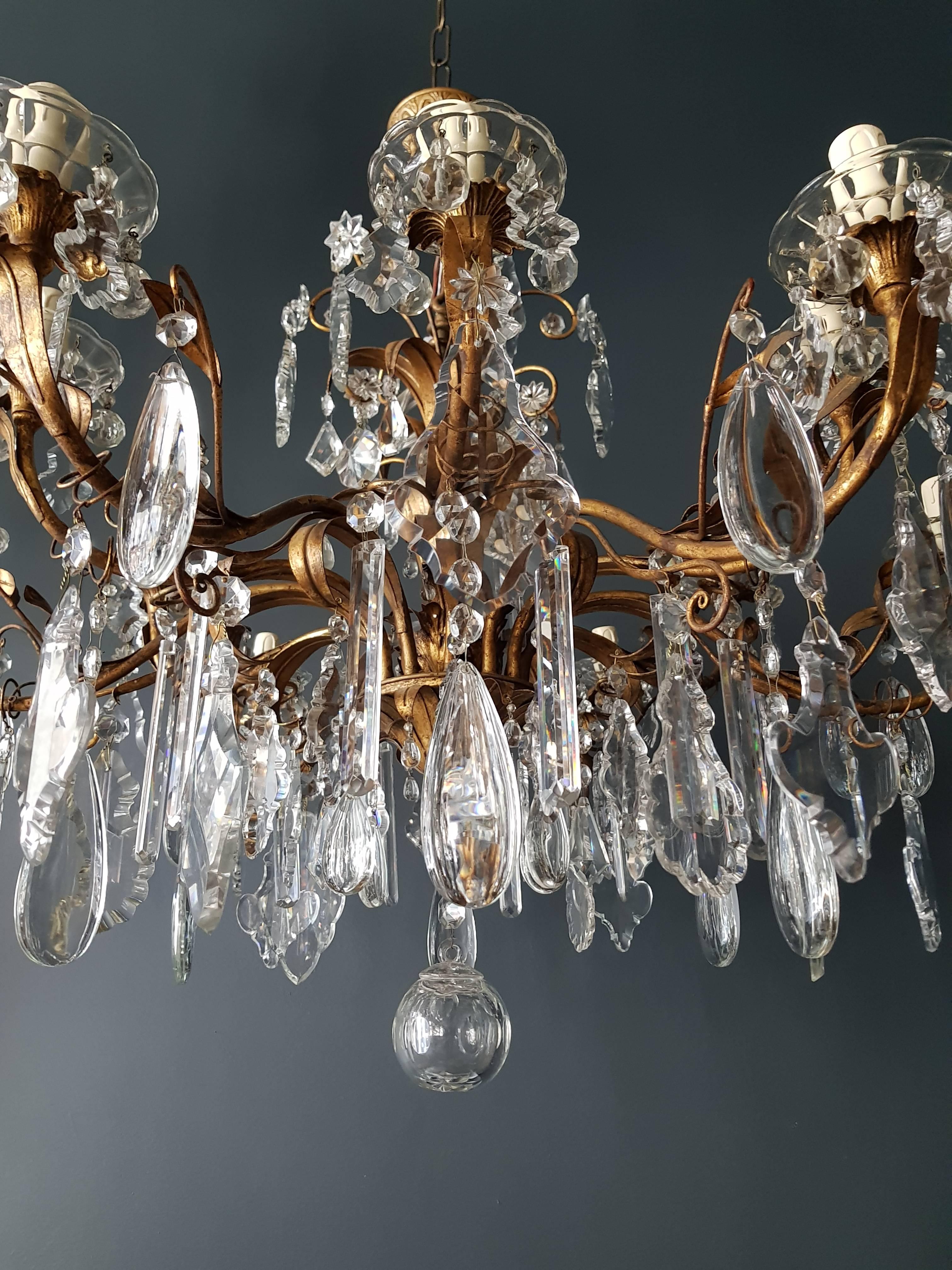 Hand-Crafted Crystal Chandelier Antique Ceiling Lamp Murano Florentiner Lustre Art Nouveau