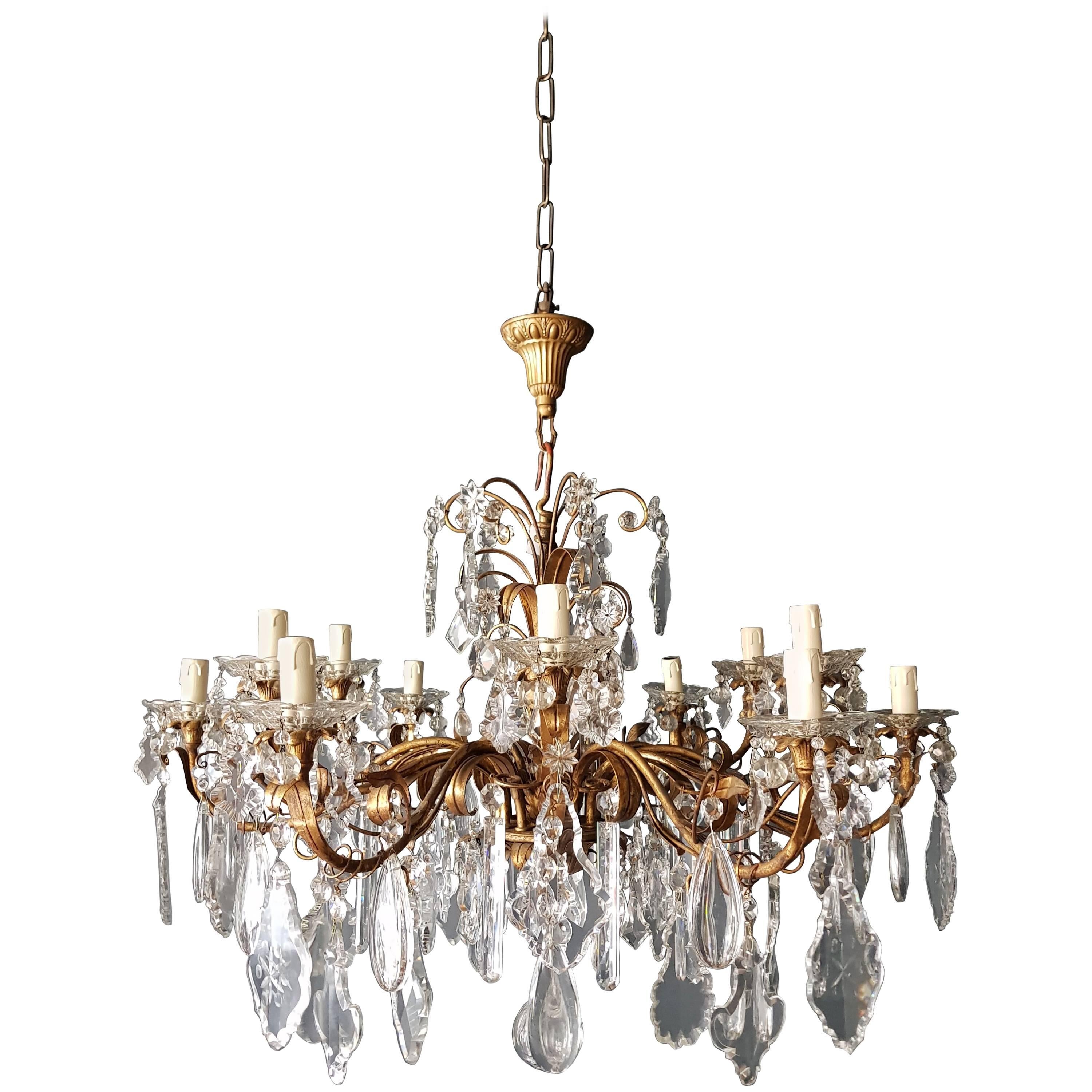 Crystal Chandelier Antique Ceiling Lamp Murano Florentiner Lustre Art Nouveau