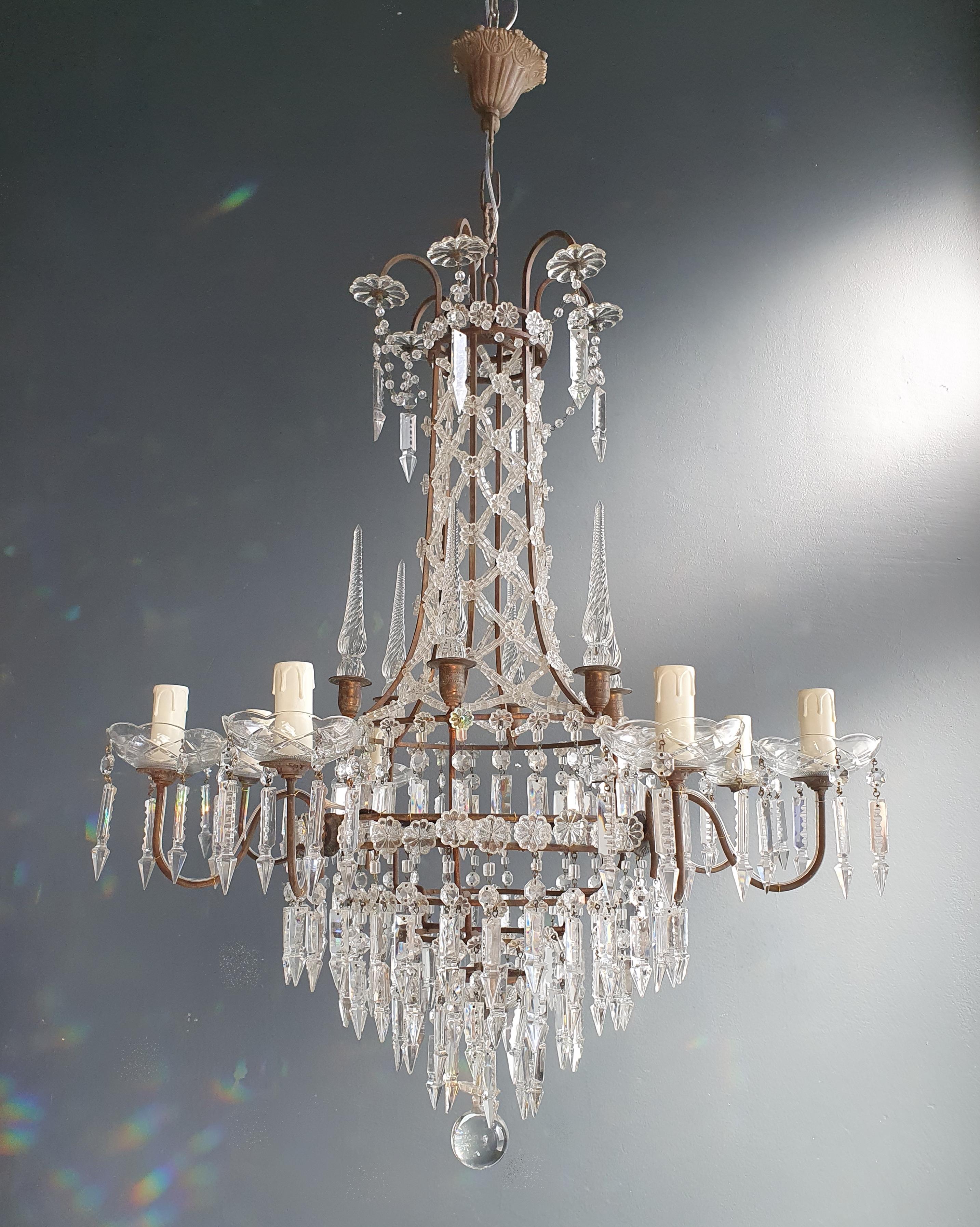 Bronze Crystal Chandelier Antique Crystal Rarity Neoclassical For Sale 1