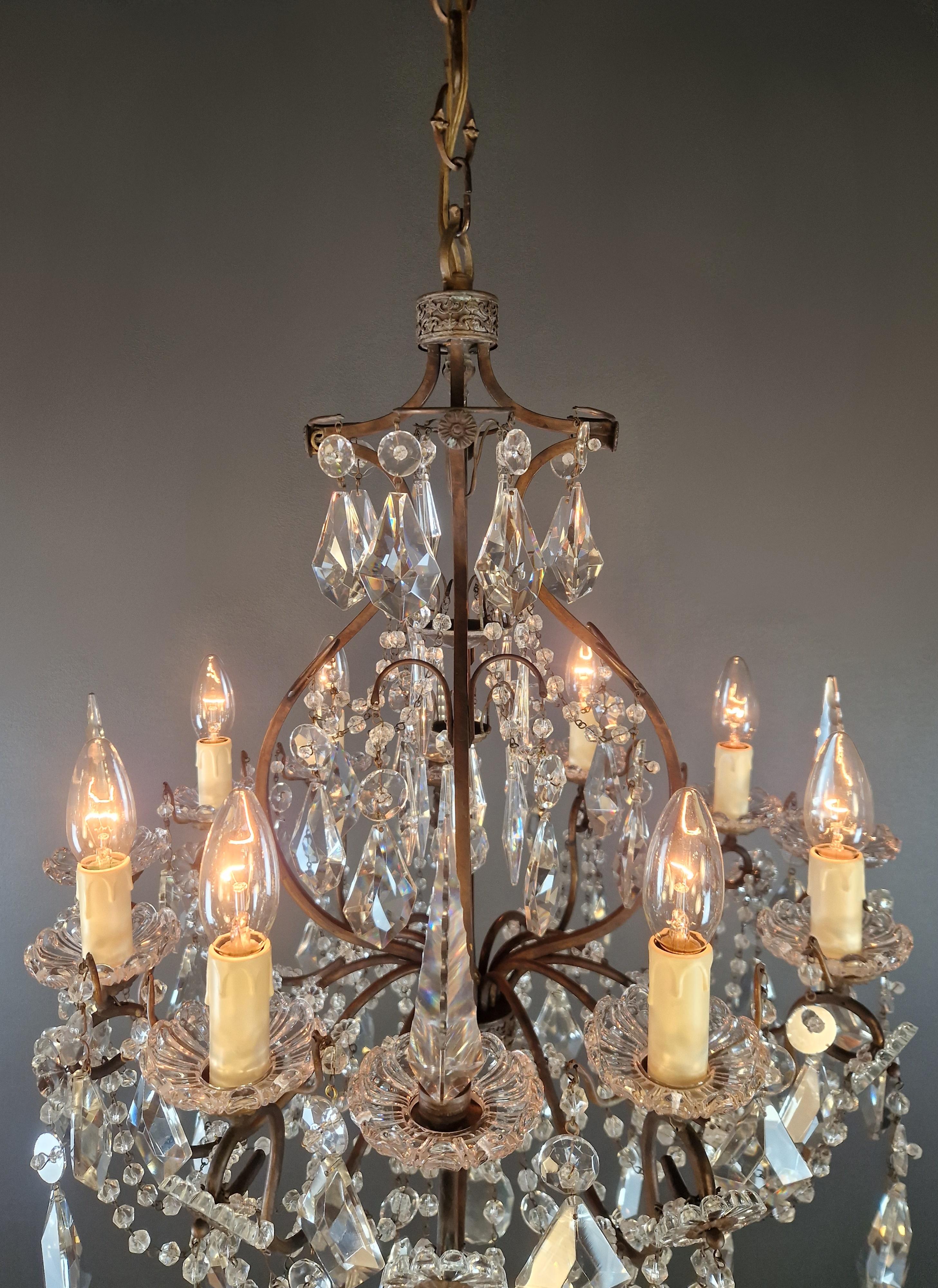 Lampadario di cristallo antico Lampada da soffitto in cristallo lustro Rarità Neoclassica in vendita 2