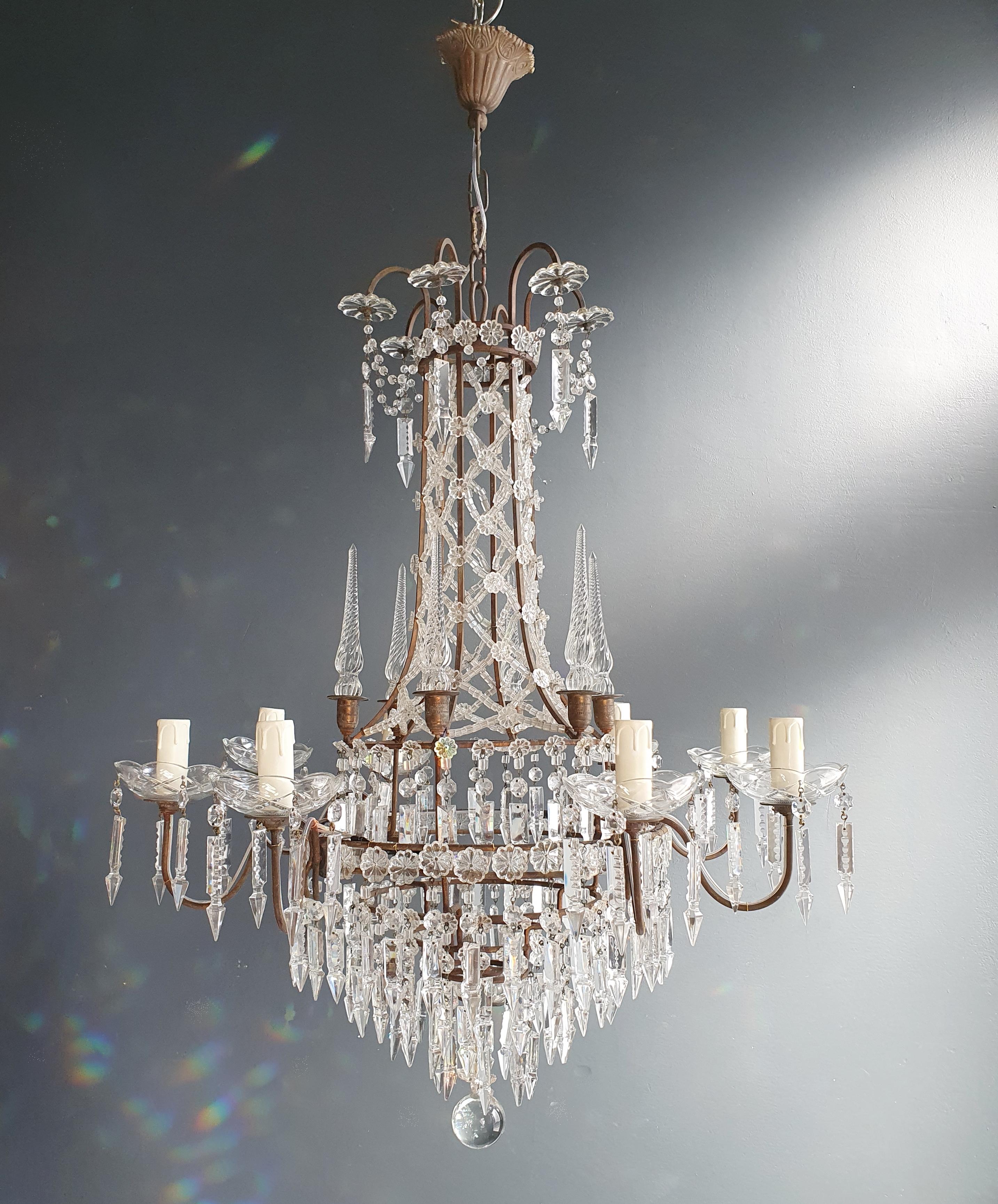Bronze Crystal Chandelier Antique Crystal Rarity Neoclassical For Sale 2