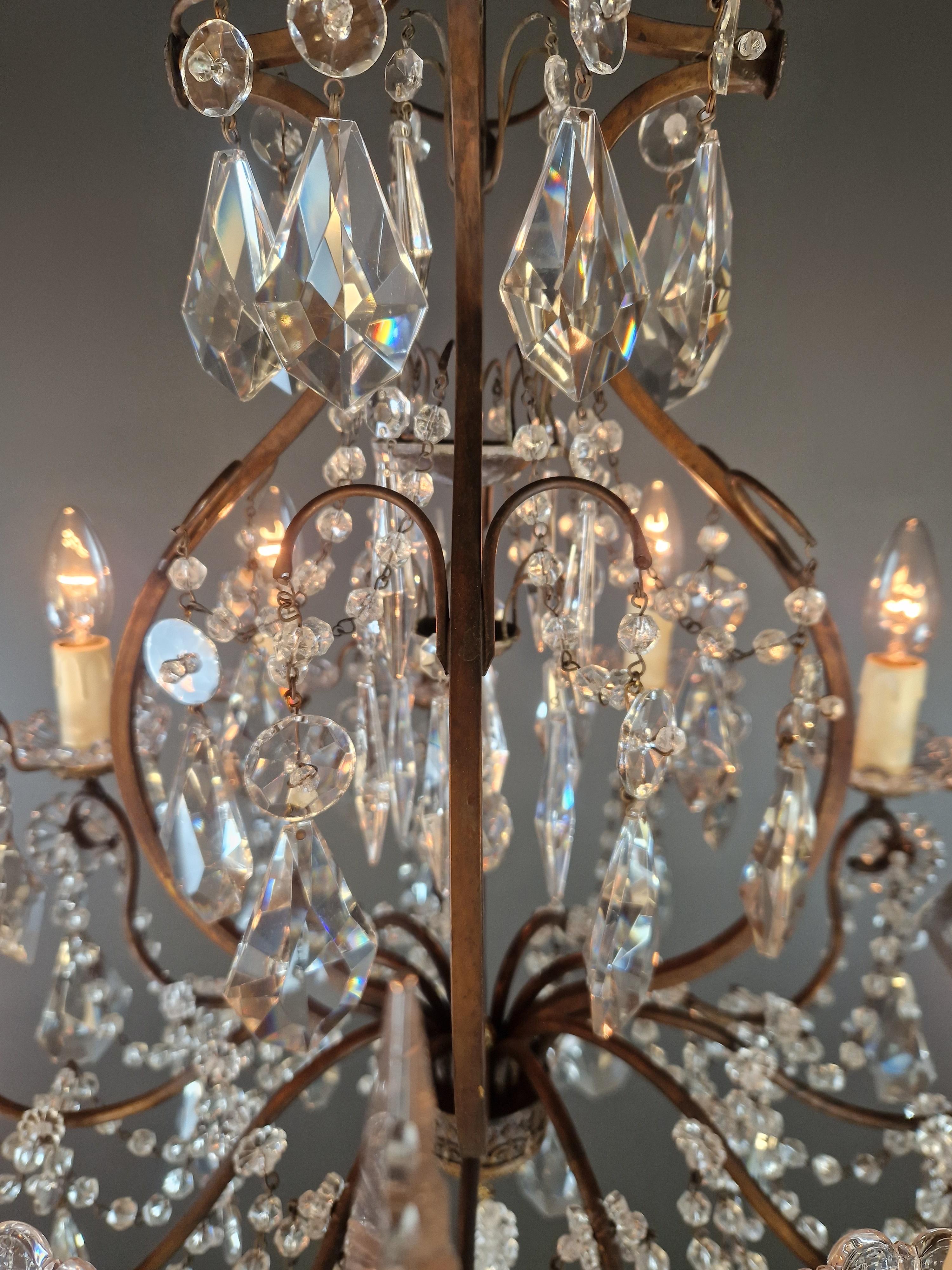 Lampadario di cristallo antico Lampada da soffitto in cristallo lustro Rarità Neoclassica in vendita 3