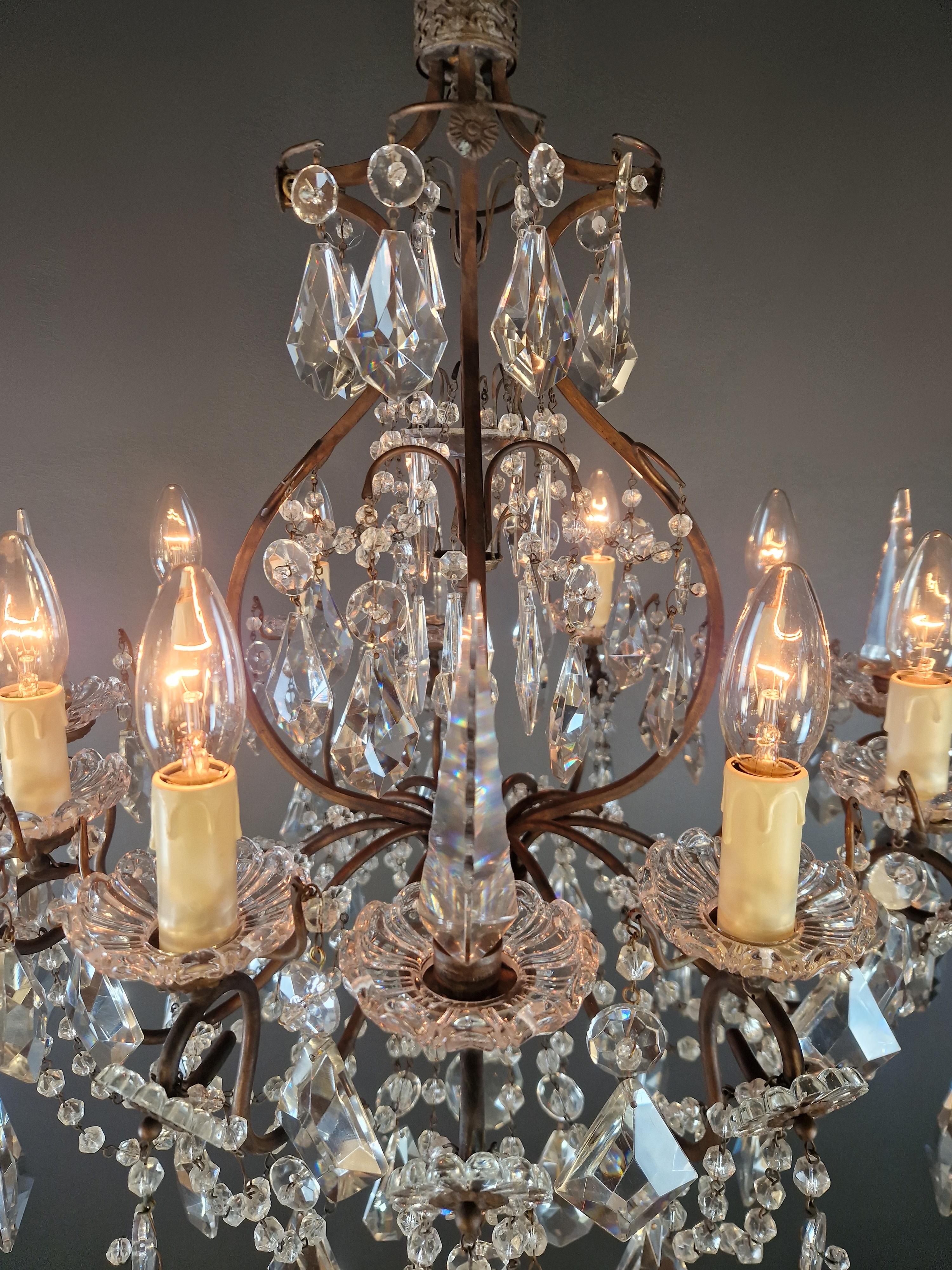 Lampadario di cristallo antico Lampada da soffitto in cristallo lustro Rarità Neoclassica in vendita 4