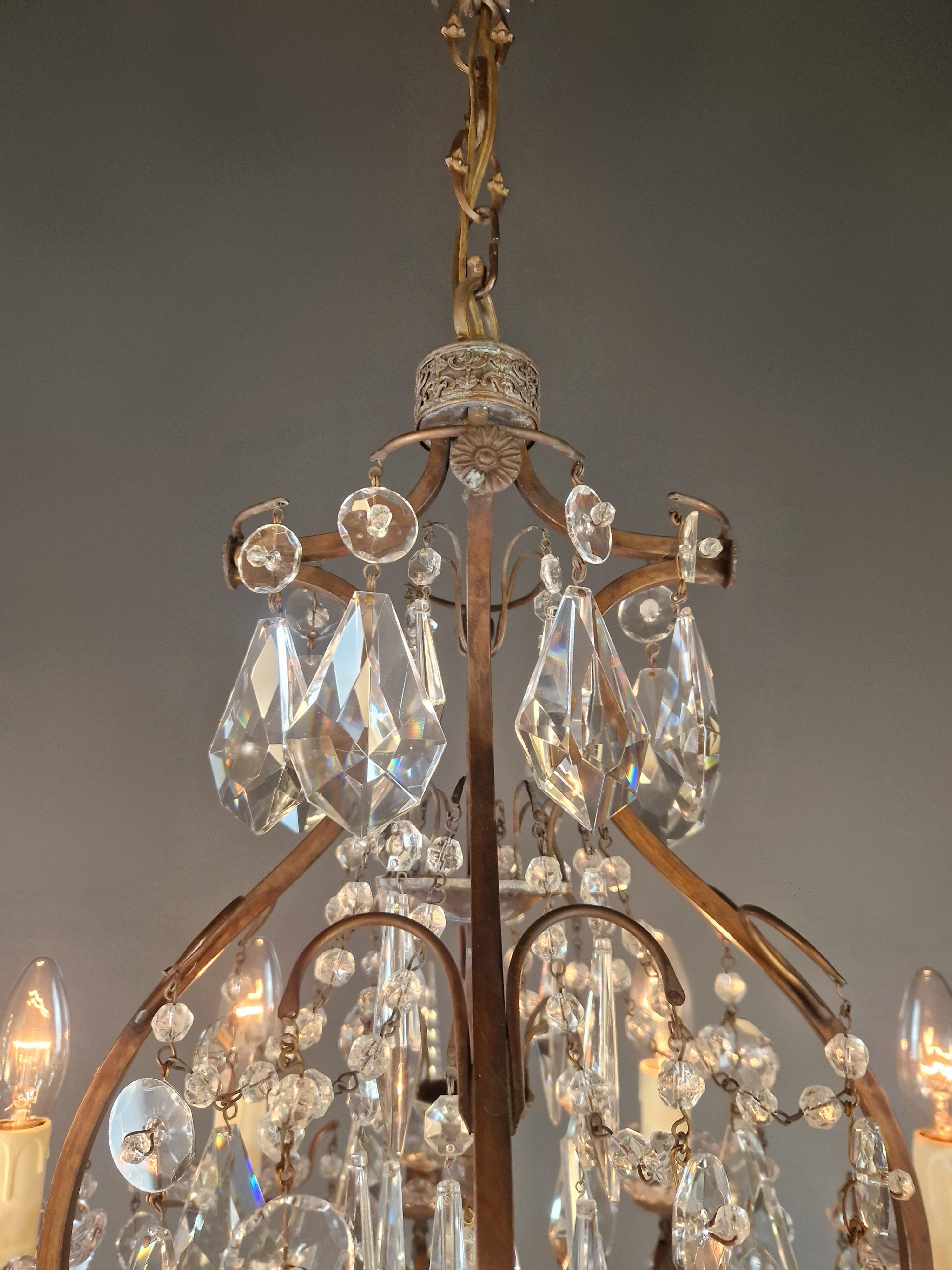 Lampadario di cristallo antico Lampada da soffitto in cristallo lustro Rarità Neoclassica in vendita 5