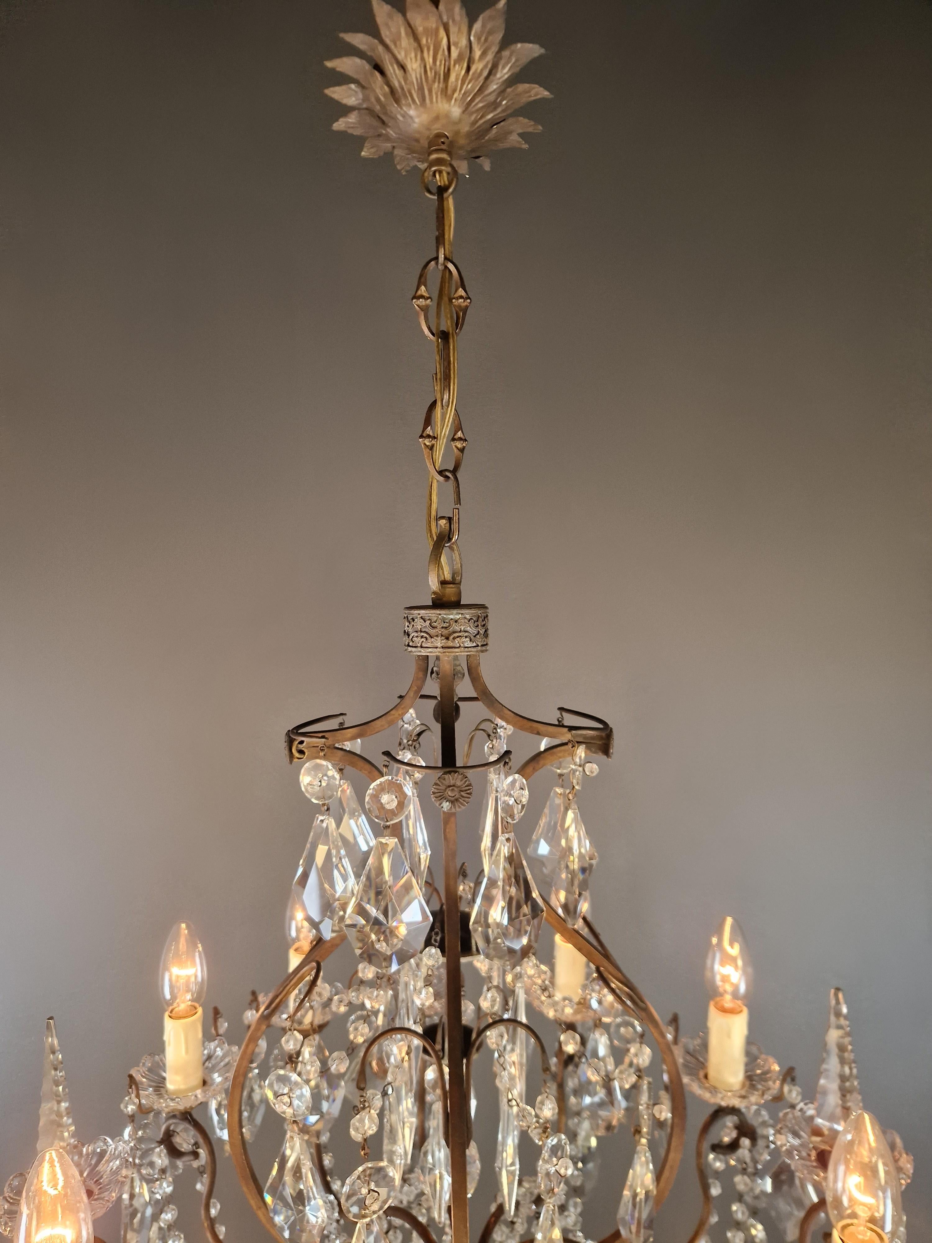Lampadario di cristallo antico Lampada da soffitto in cristallo lustro Rarità Neoclassica in vendita 6