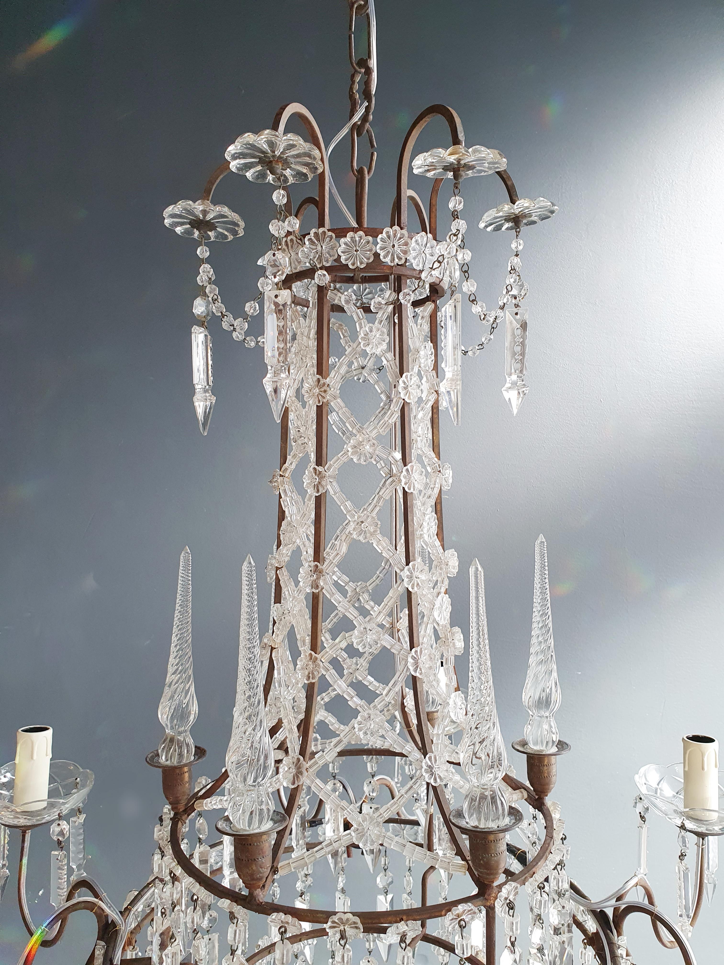 Néoclassique Lustre en cristal de bronze ancien rare de style néoclassique en vente