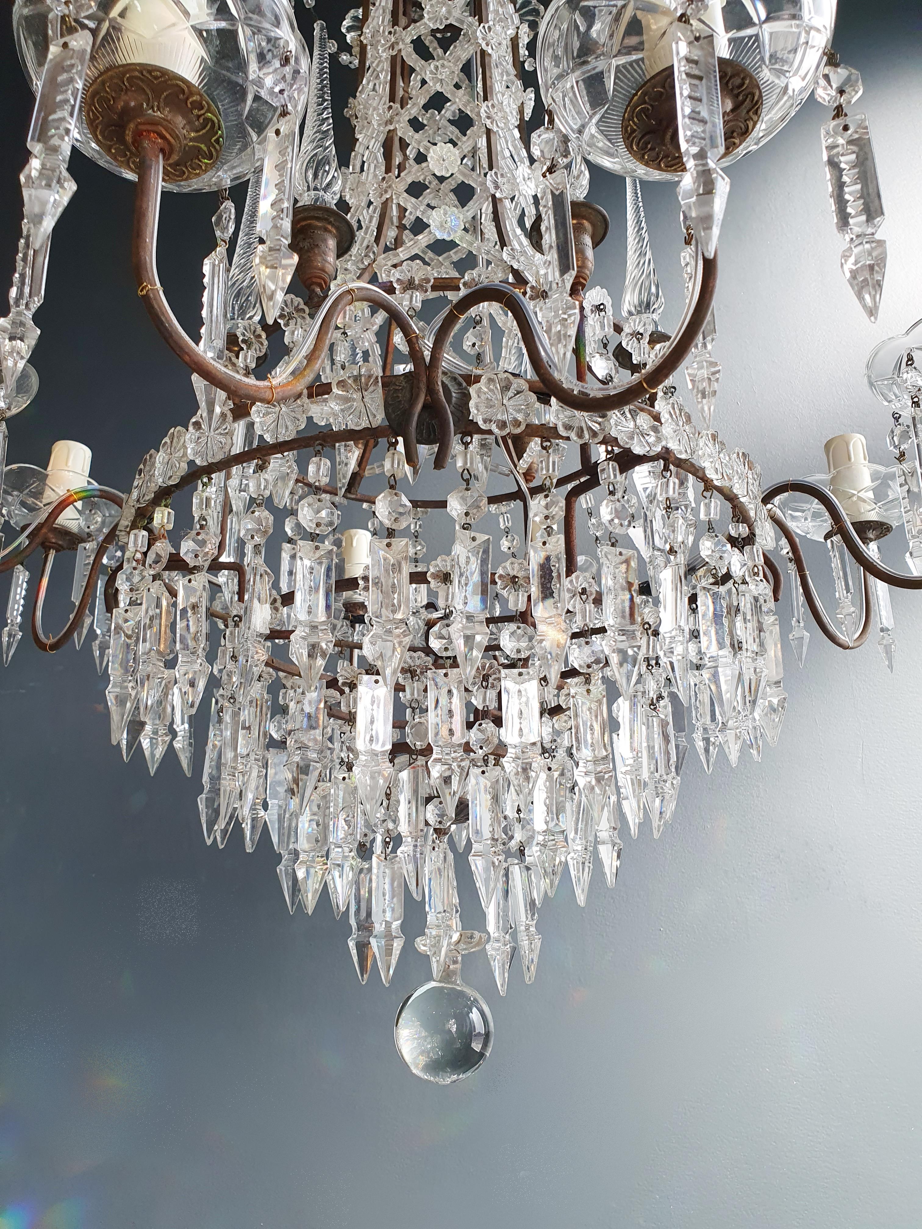 Hand-Crafted Bronze Crystal Chandelier Antique Crystal Rarity Neoclassical For Sale