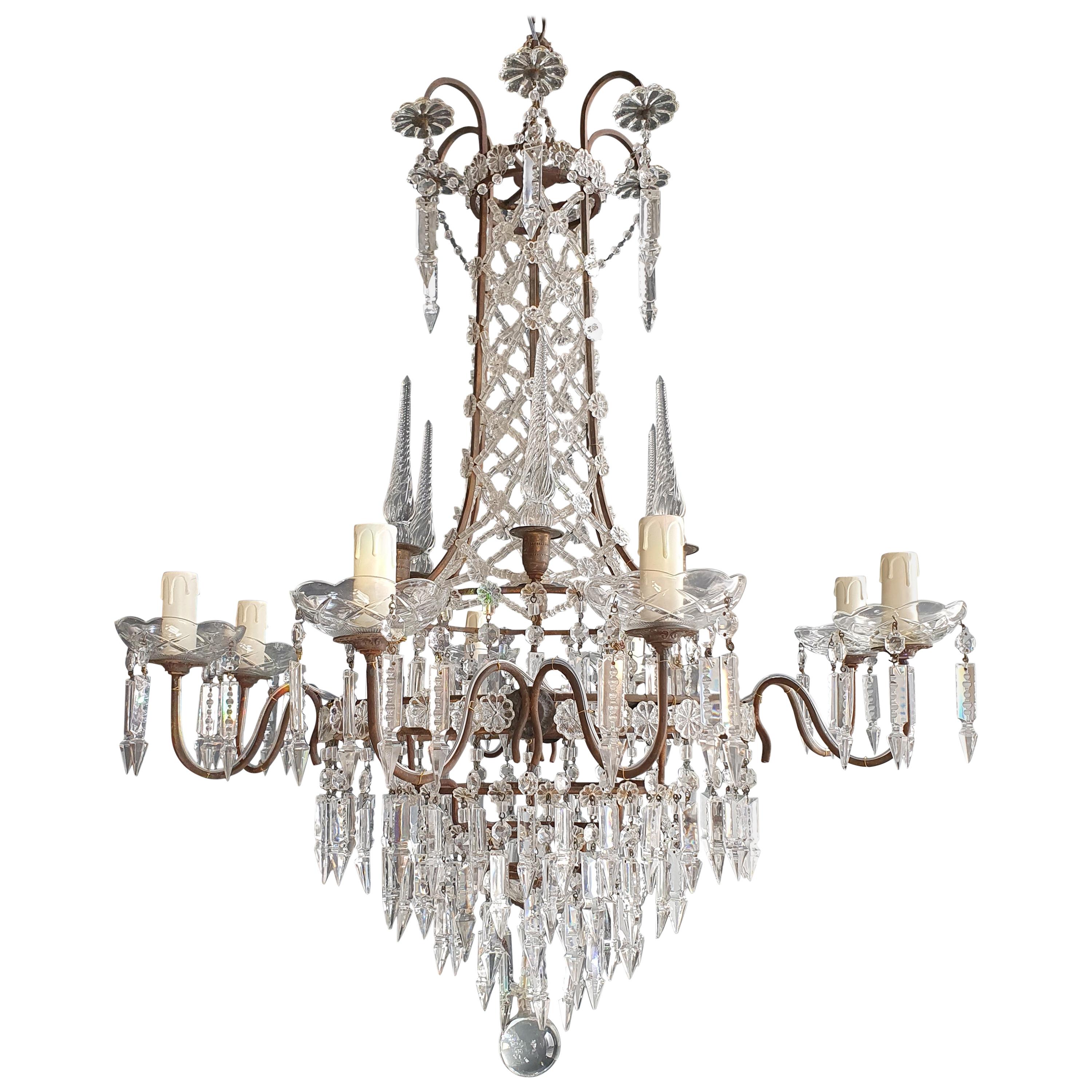 Bronze Crystal Chandelier Antique Crystal Rarity Neoclassical