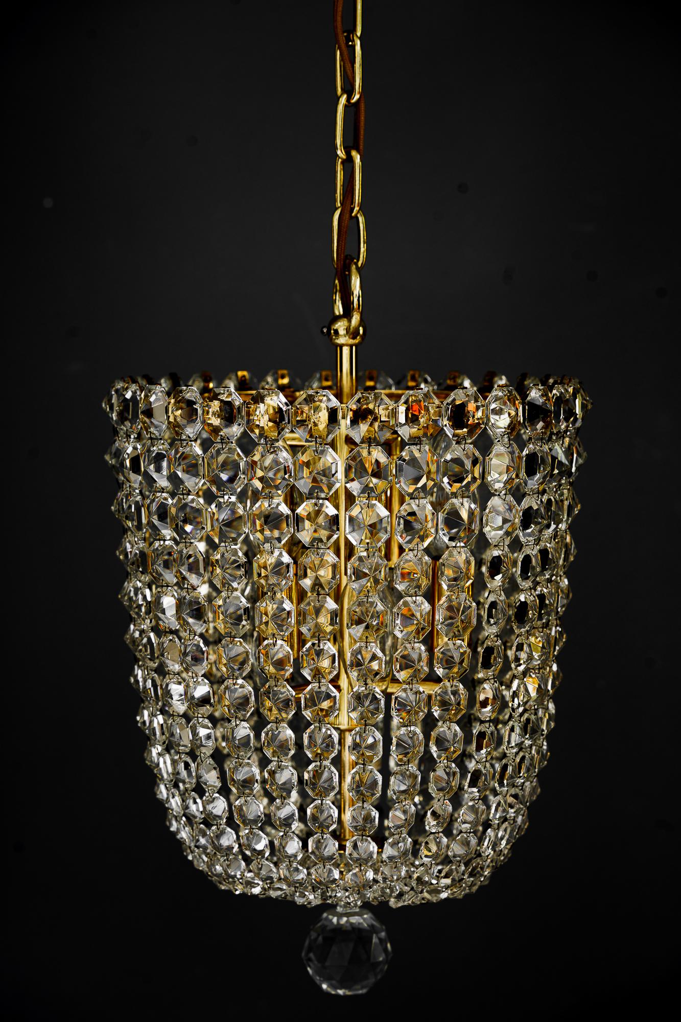 Mid-Century Modern Crystal chandelier around 1960s by J.L.Lobmeyr ( signed )  For Sale