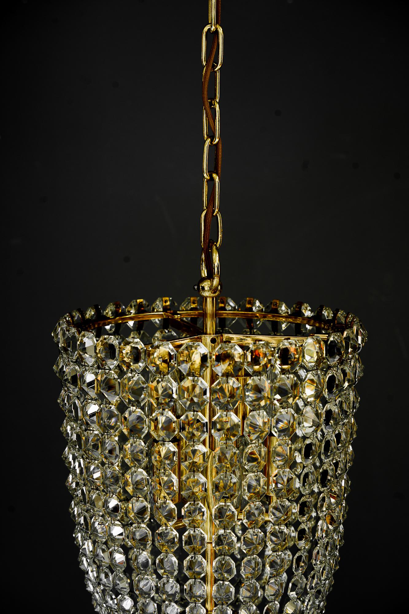Polished Crystal chandelier around 1960s by J.L.Lobmeyr ( signed )  For Sale
