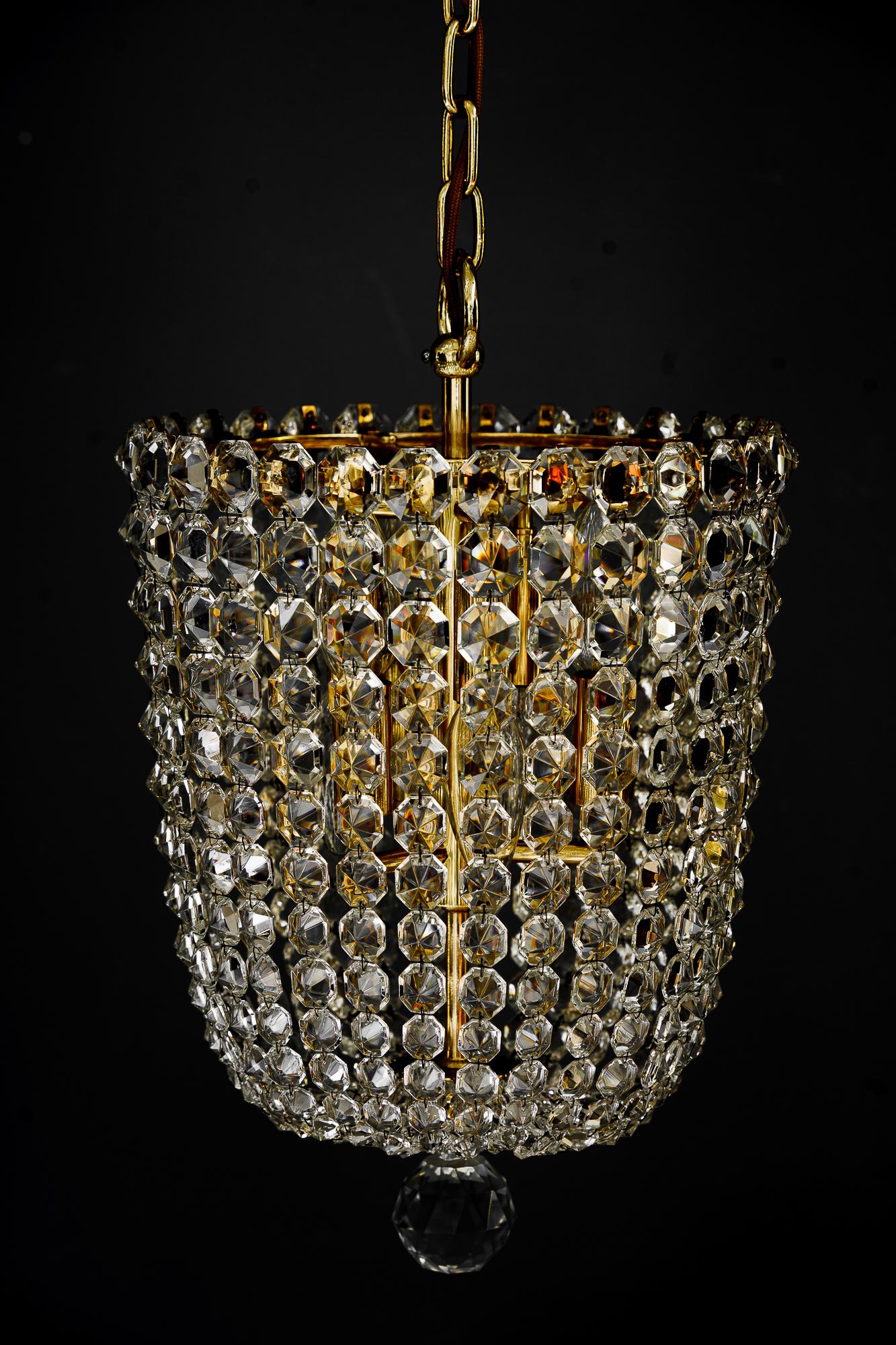 Crystal chandelier around 1960s by J.L.Lobmeyr ( signed )  In Good Condition For Sale In Wien, AT