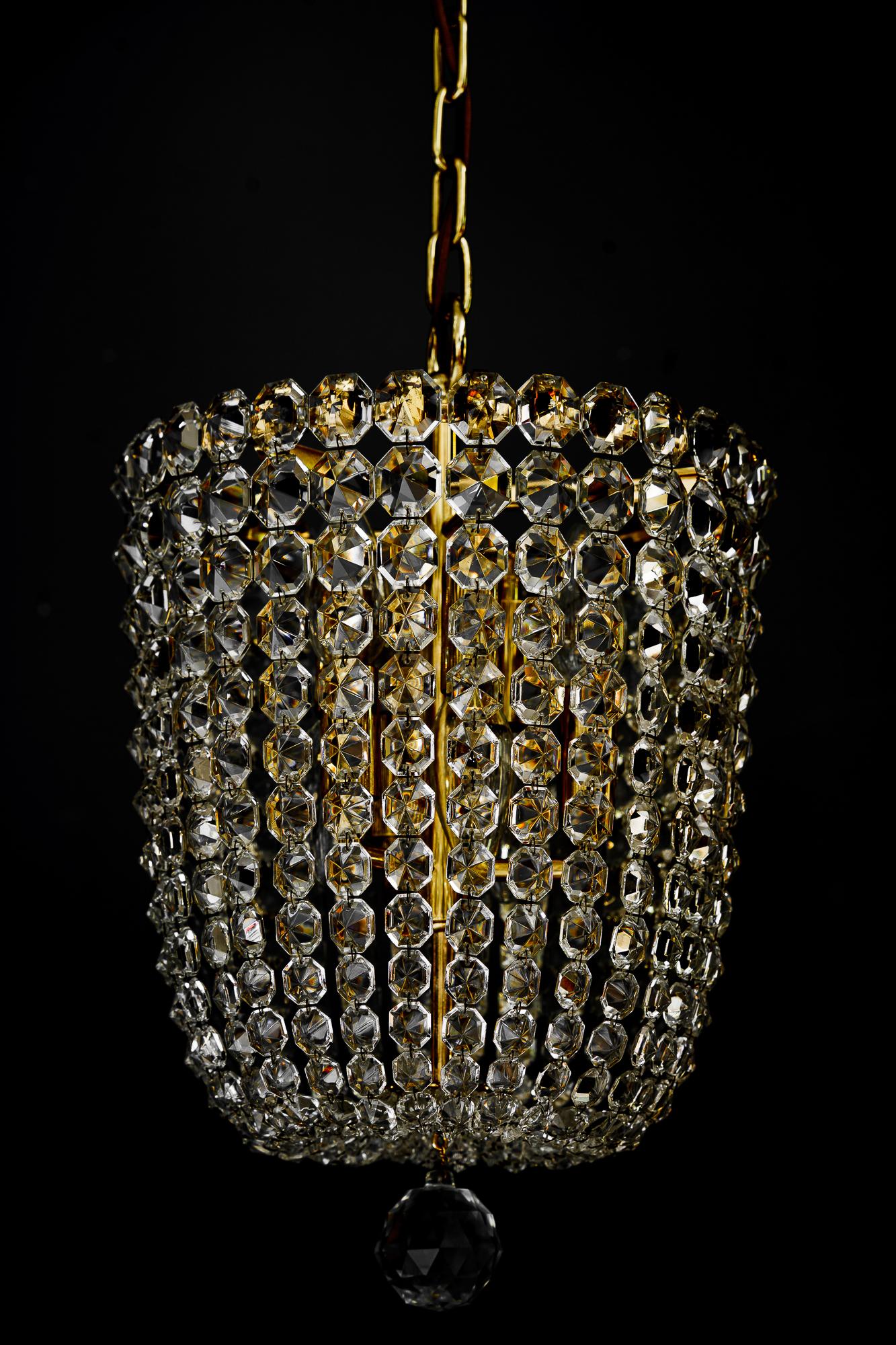 Mid-20th Century Crystal chandelier around 1960s by J.L.Lobmeyr ( signed )  For Sale