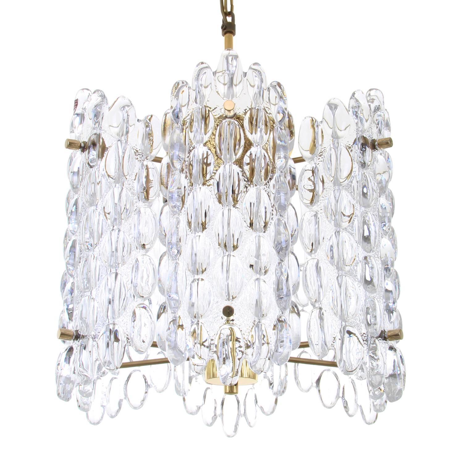 Danish Crystal Chandelier by Carl Fagerlund, Orrefors, 1960s, Large Crystal Lamp For Sale